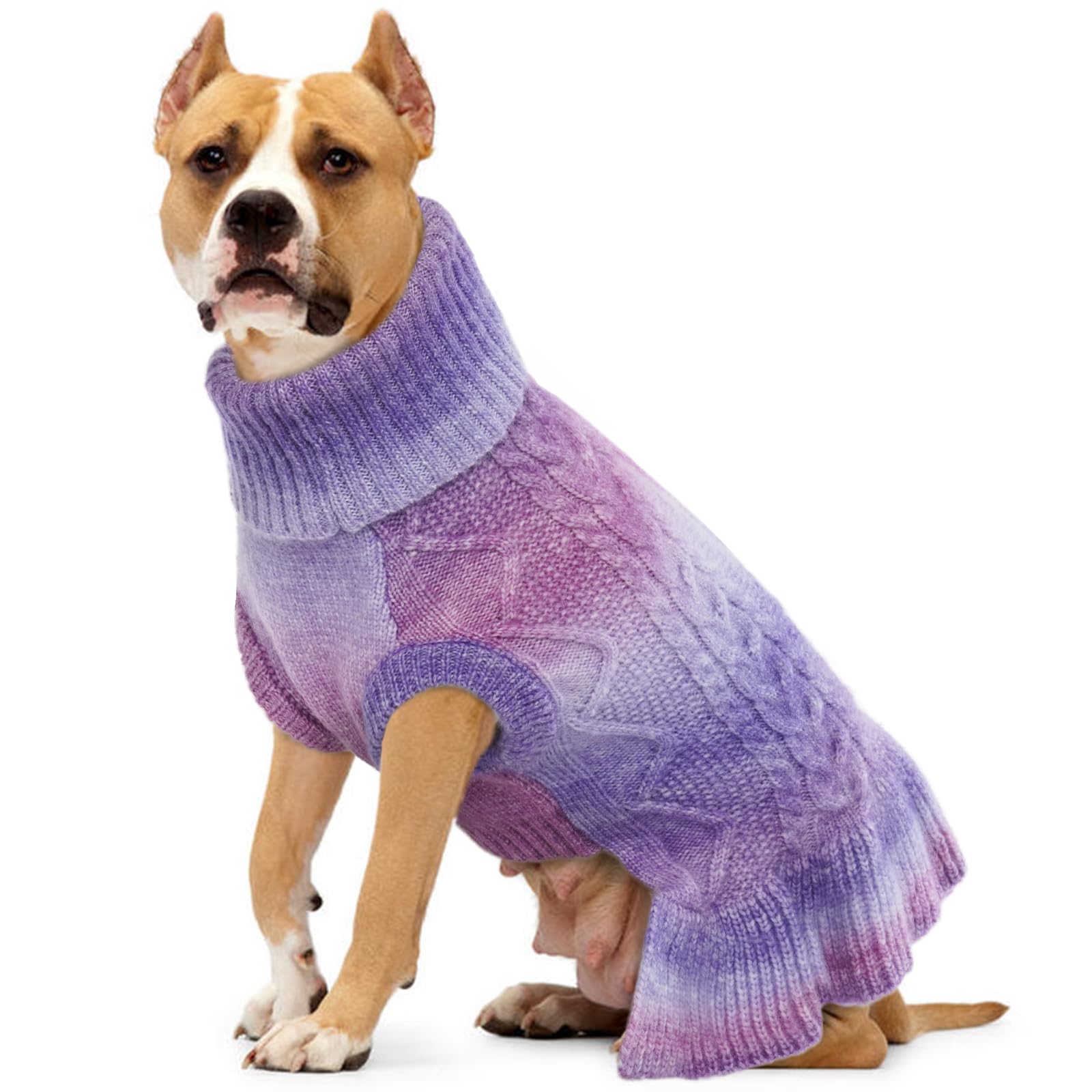 Lelepet Dog Sweater, Large Dog Sweaters, Pullover Dog Knitwear Cable Knit Warm Xmas Dog Dress, Dog Sweaters for Large Dogs Girls