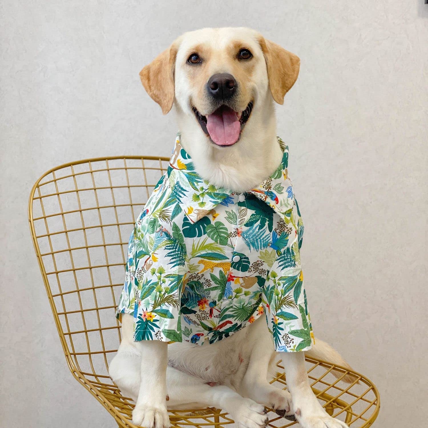 Harikaji Dog Hawaiian Shirt, Summer Pet Clothes Large Dog Cool Costume Beach T-Shirt For Medium Large Dog(White,5Xl)