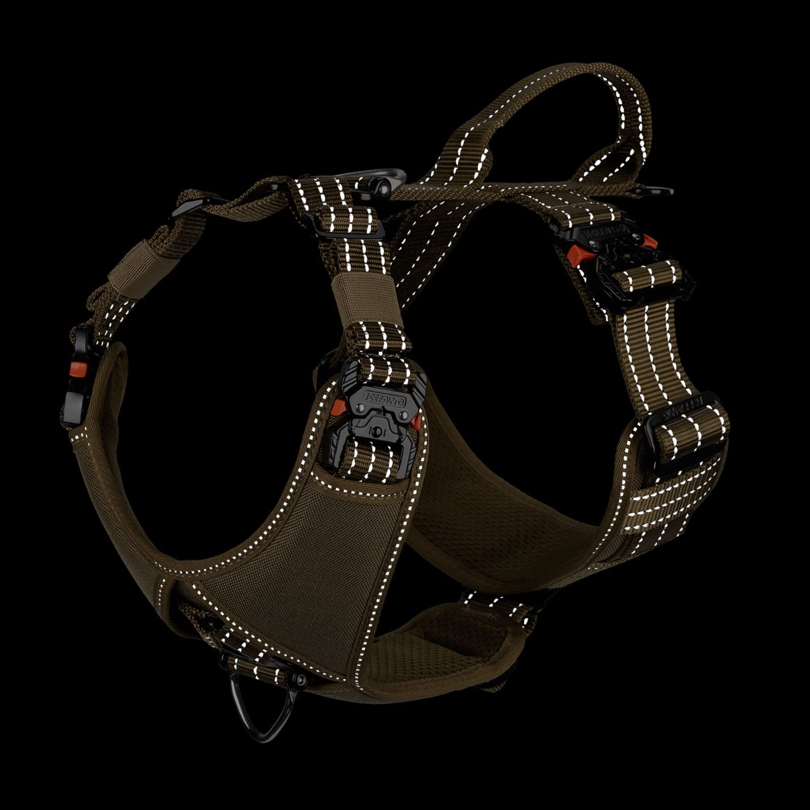 Icefang Dog Strap Harness With 4 X Metal Buckles,For Medium Sized Dog,K9 Vest,Y-Shape Chest,Adjustable Pet Harness,No-Pull Front Leash Clip (Medium (Pack Of 1), Brown)