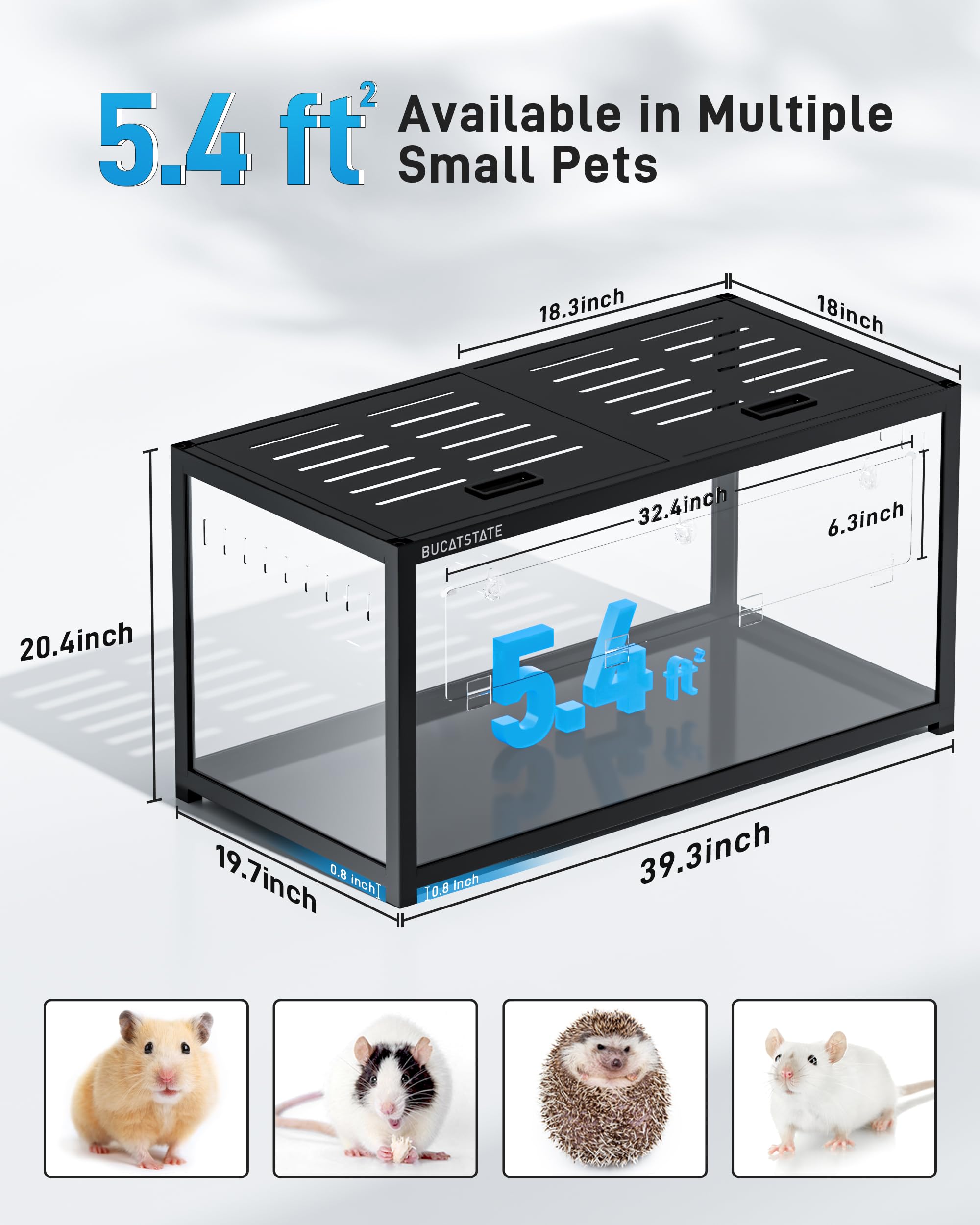 Bucatstate Hamster Cage 3.0: Large Metal Rat Cage Stackable With Top Access Easy Assemble 39.3L X 19.7W X 20.4H Inches Dwarf Syr