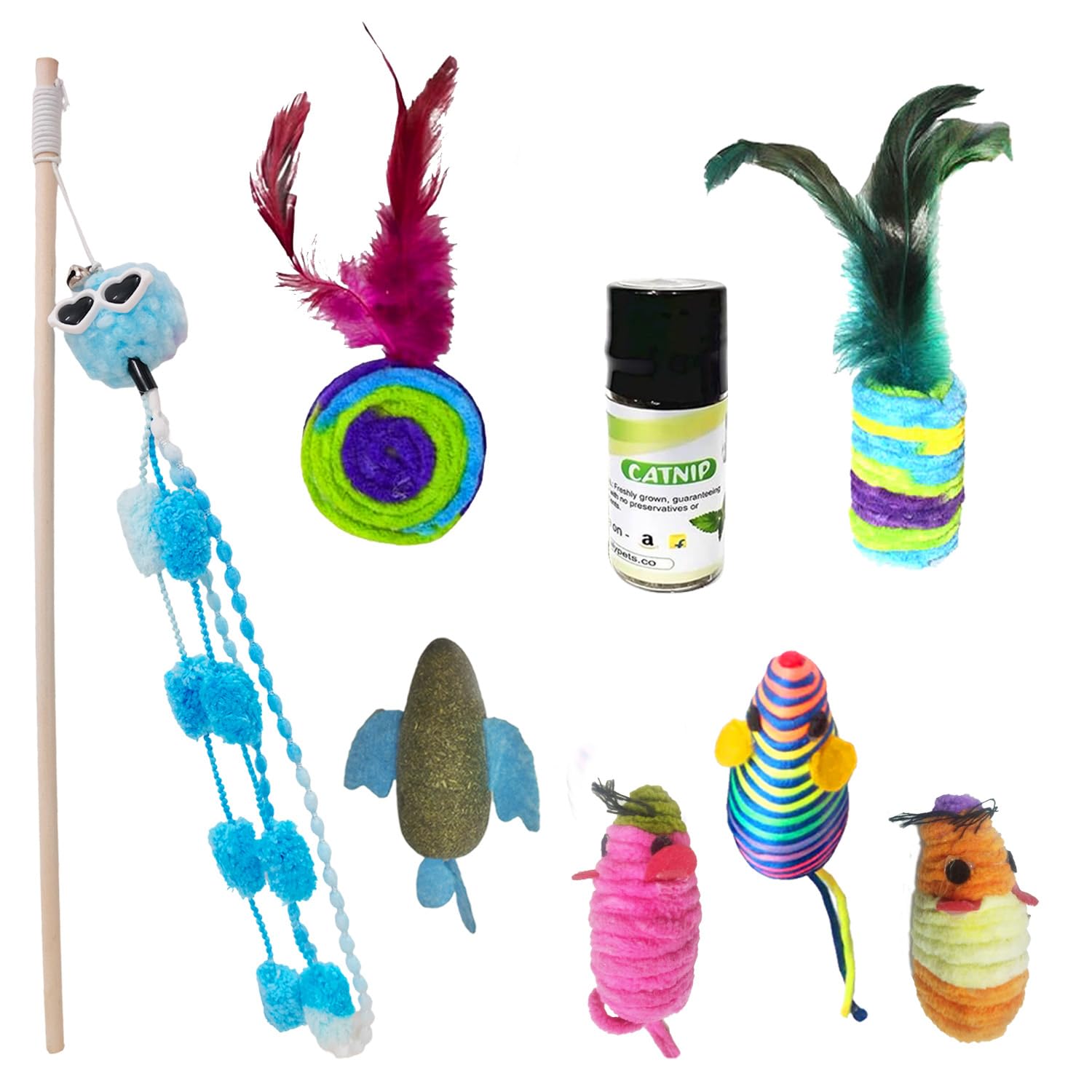 Cature Care By Nature Interactive Kitten Toy Set, Catnip, Wand, Feather, & Fluffy Mouse Toys For Kittens & Cats, Exercise & Ment