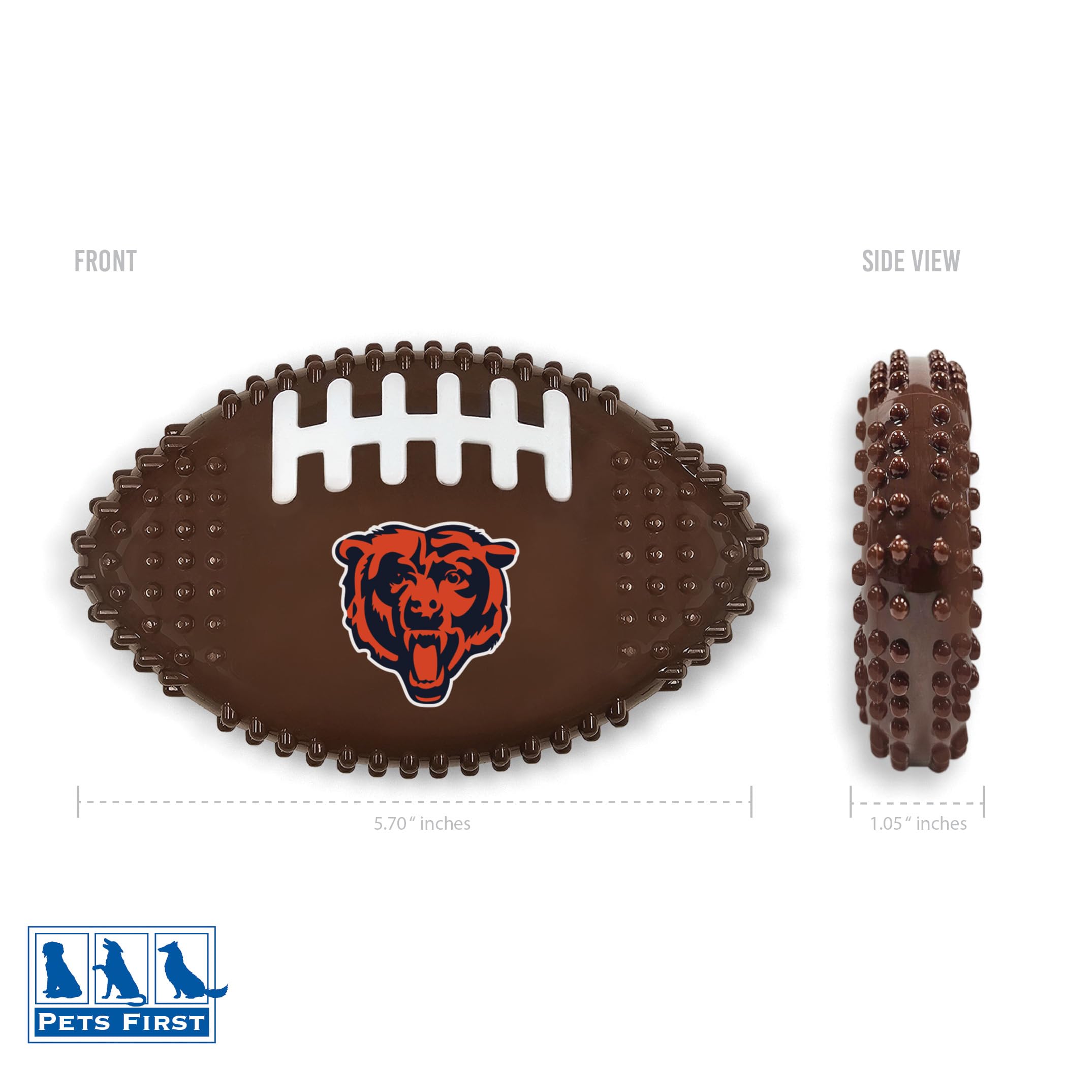 Nfl Chicago Bears Mega- Chew Hard Nylon Bacon-Flavored Dog Bone Football Chew Toy Interactive Tasty Fun Dog Chewy Toys Indestruc
