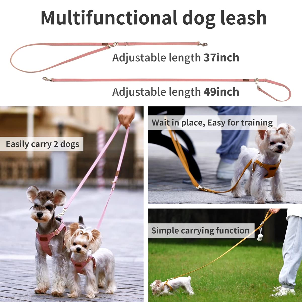Puppytie No Pull Small Dog Harness with Multifunction Dog Leash, Lightweight Soft Adjustable No Choke Escape Proof Pet Harness V