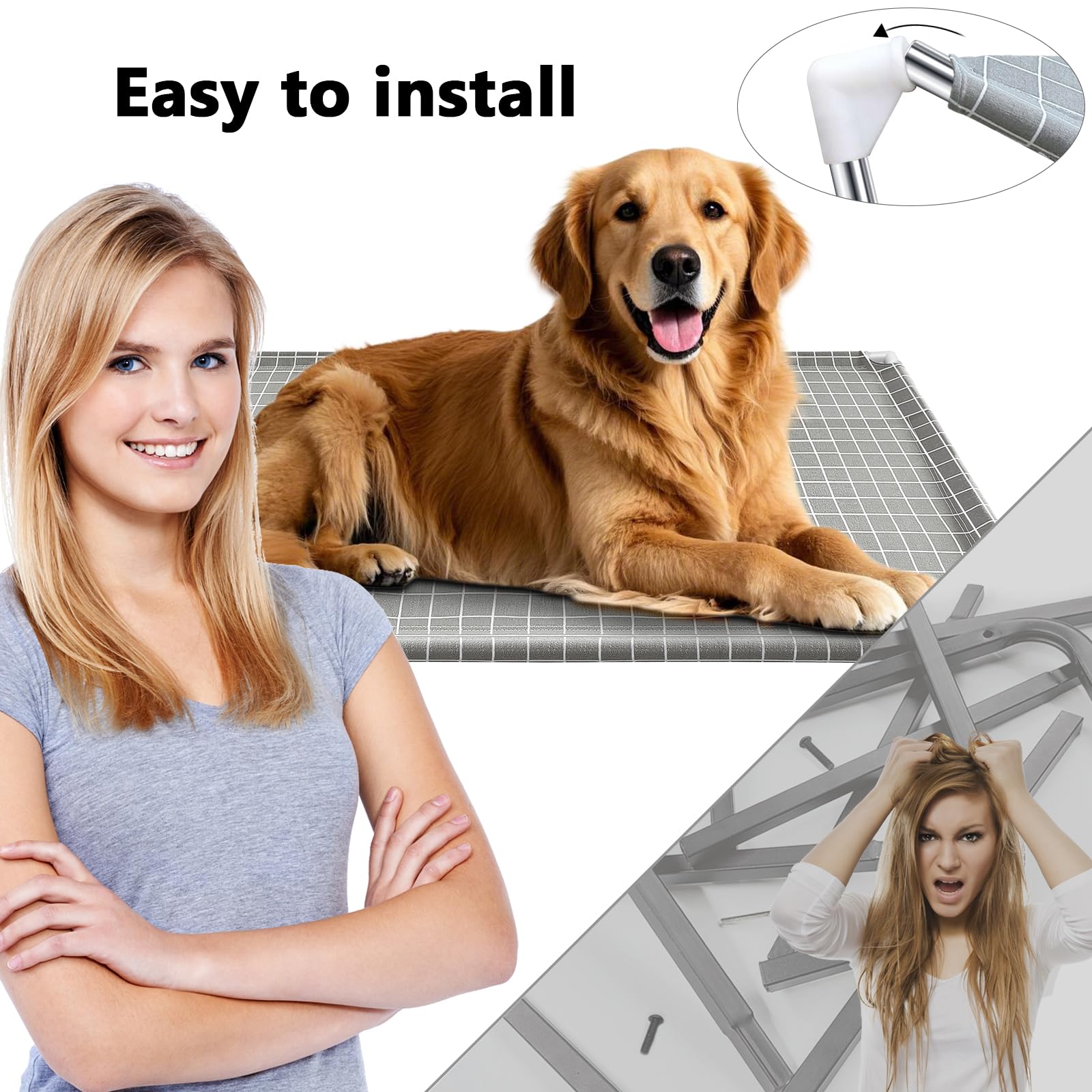 Elevated Dog Bed Pet Cot - Dog Cots Beds For | Detachable Raised Cat Dog Pet Bed, Xl