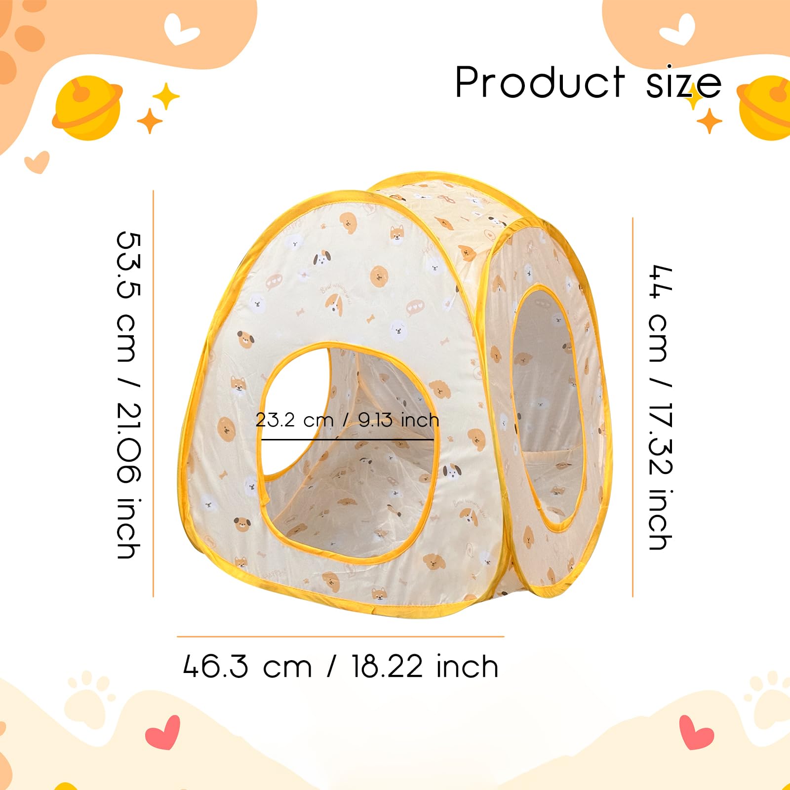 Andiker Cat Pop Up Tent, 3 Holes Safe And Strong Cute Cats Tunnel Collapsible Easy To Carry Cat House For Indoor Cats Kittens Hi