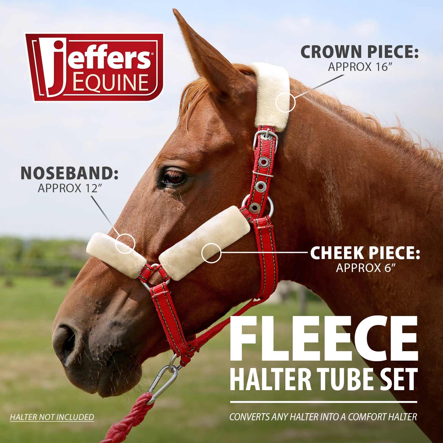 Jeffers Equine Horse Fleece Halter Tube Set - 4 Piece Soft Padded Nose Guard Cover for Comfortable Horse Training and Travel