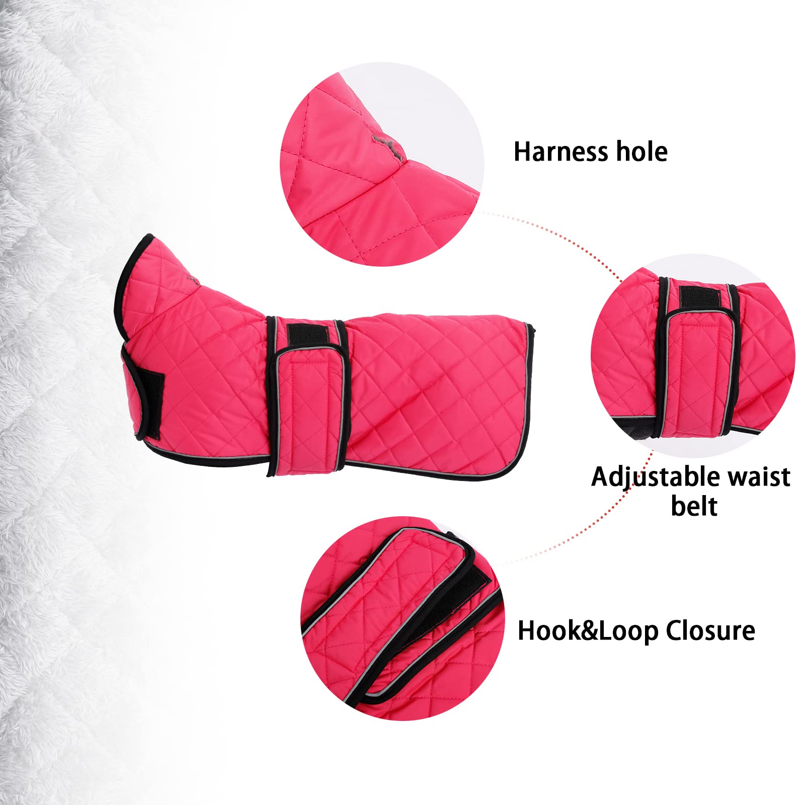 Warm Thermal Quilted Dachshund Coat, Dog Winter Coat With Warm Fleece Lining, Outdoor Dog Apparel With Adjustable Bands For Medium, Large Dog-Pink-M