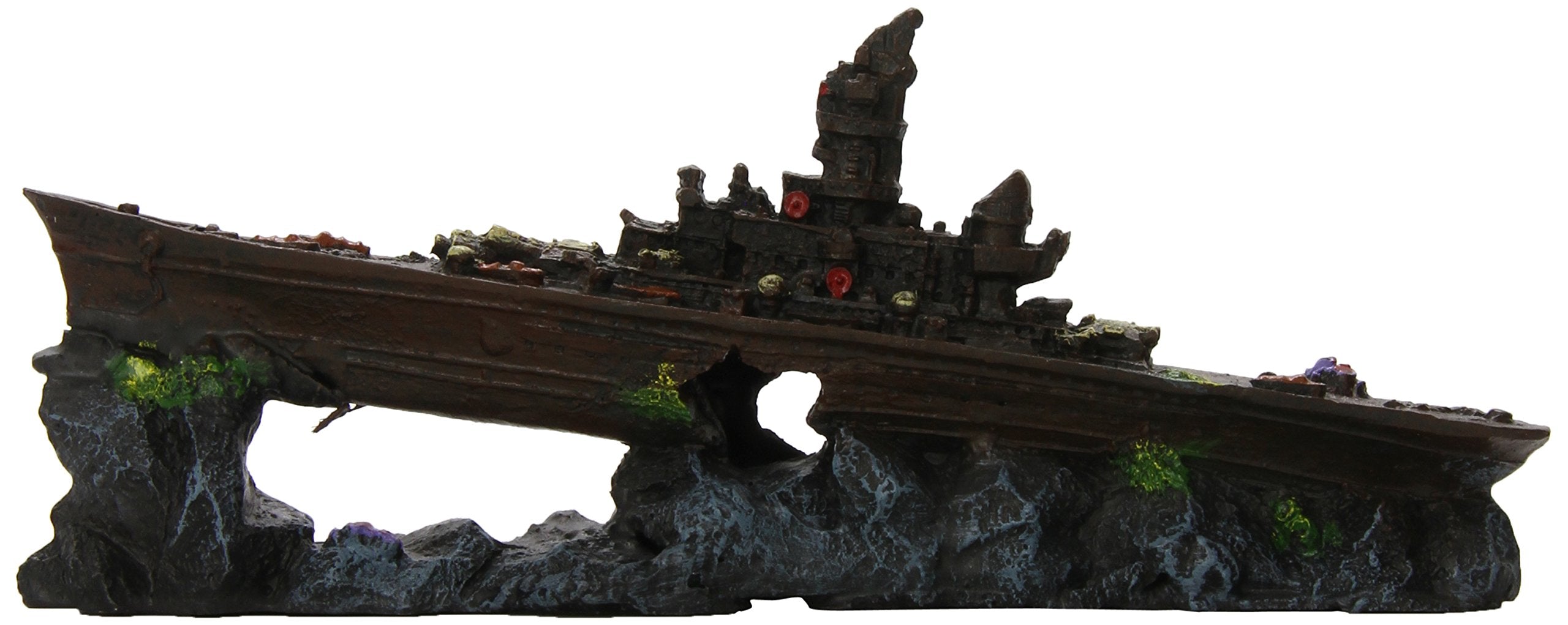 Penn-Plax Deco-Replicas Sunken Battleship Aquarium Decoration – Safe For Freshwater And Saltwater Fish Tanks – Small