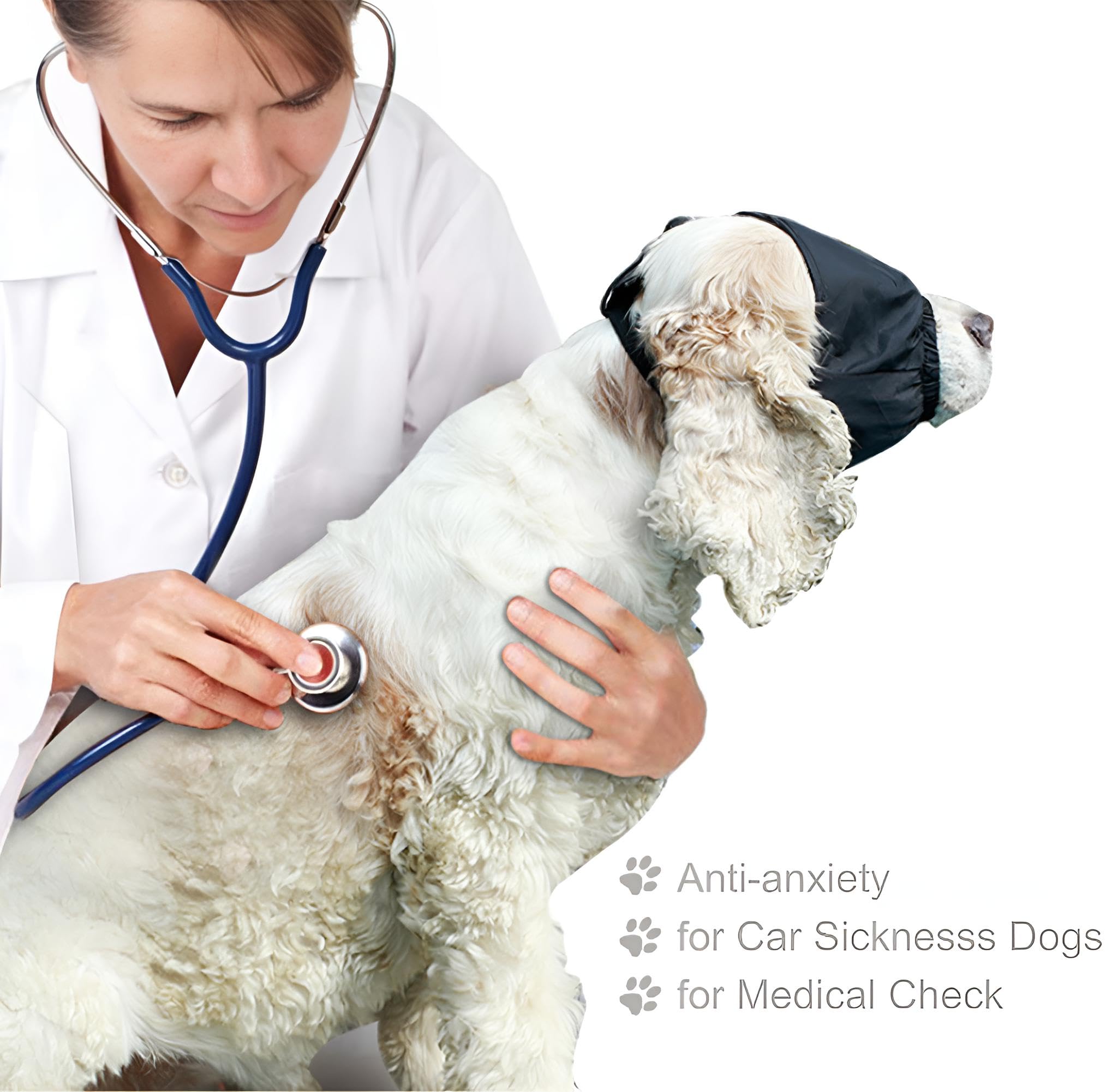 Delifur Dog Muzzle Pet Eye Cover Dog Blindfold Thunder Cap For Dogs Eye Mask Nylon Shading For Grooming Anti Car Sickness Adjustable(Xl)