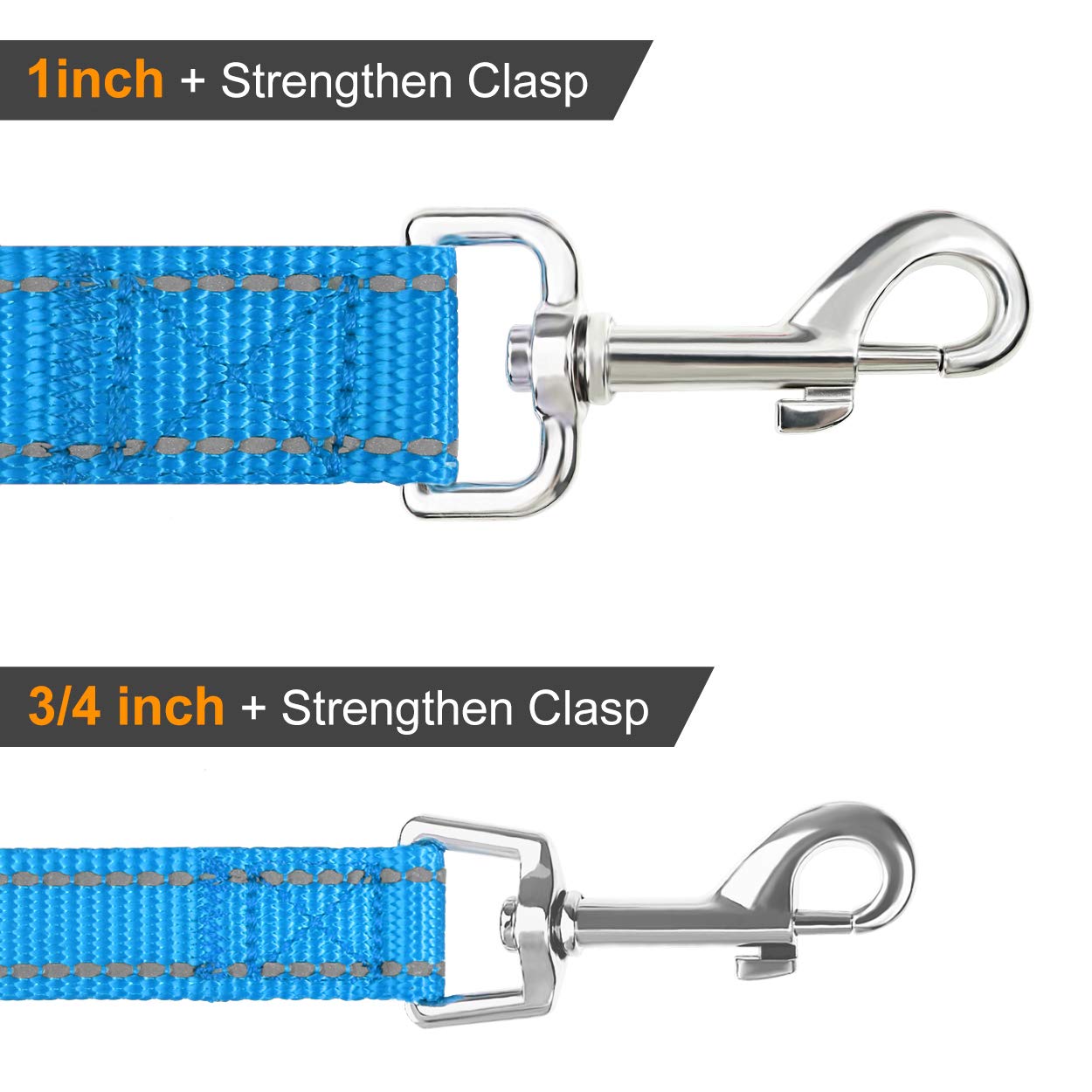 Joytale Double-Sided Reflective Dog Leash, 6 Ft/5 Ft/4 Ft, Padded Handle Nylon Dogs Leashes For Small & Medium Dogs Walking, Sky Blue, 5Ft