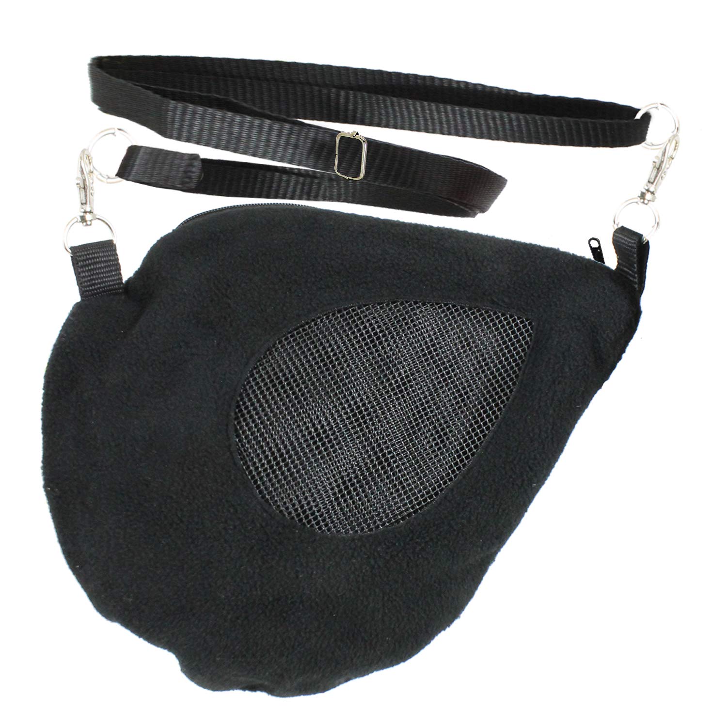 Exotic Nutrition Teardrop Carry Pouch (Black) - Small Animal Fleece Bonding Pouch - For Sugar Gliders, Hamsters, Gerbils, Mice, 