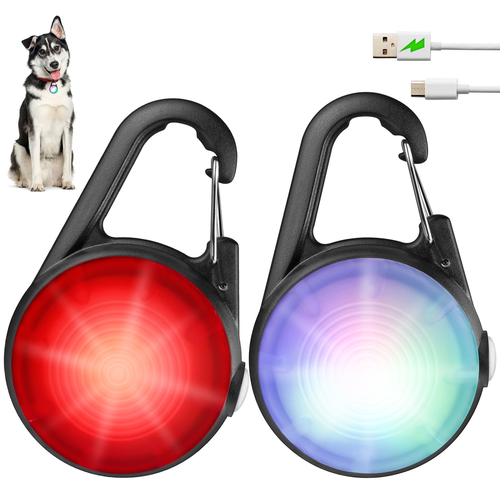 Dog Lights For Night Walking, 4 Modes Ip68 Waterproof Dog Collar Lights Clip On, High Capacity Rechargeable Pet Accessories For 