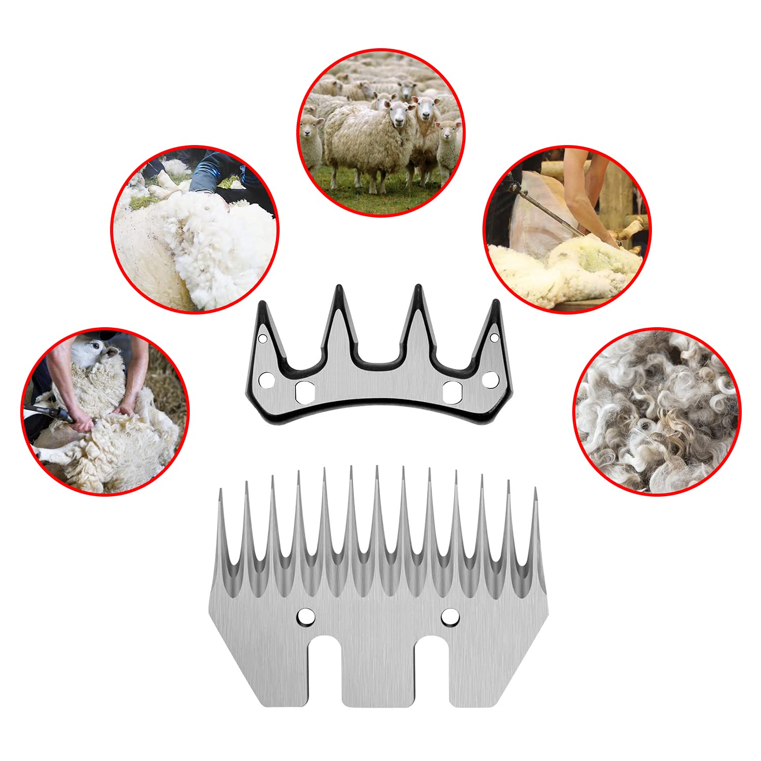 Dragro Sheep Clippers Replacement Blades, Professional Stainless Steel Clipper Blades For Thick Coat Animals