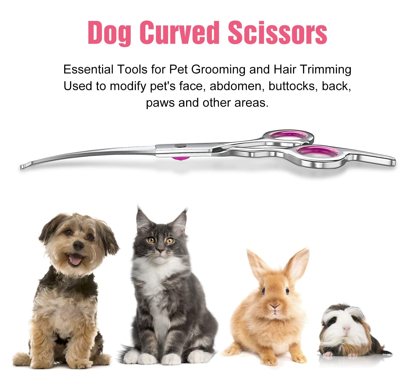 Petsvv 7.5 Curved Dog Grooming Scissors with Safety Round Tips, Light Weight Professional Pet Grooming Shears Stainless Steel fo