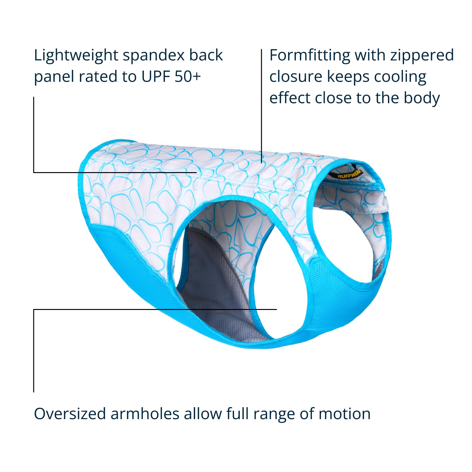 Ruffwear, Swamp Cooler Zip Dog Vest, Evaporative Cooling For Hot Weather, Biolumin Blue, Xx-Small
