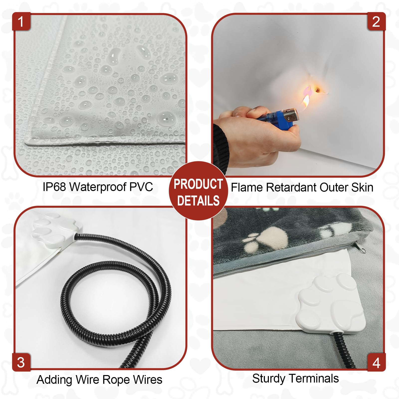 Golopet Cat Heating Pad - 18X18 Inch Waterproof Heated Cat Bed With Smart Thermostat Switch And Plush Fabric Cover