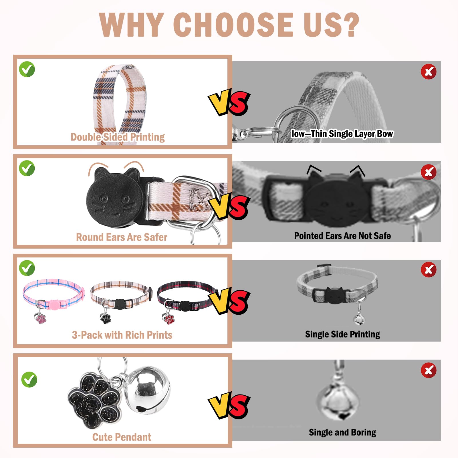 Scenereal Breakaway Cat Collar With Bells, Soft Adjustable Kitten Collars For Cats Puppies Daily Wearing