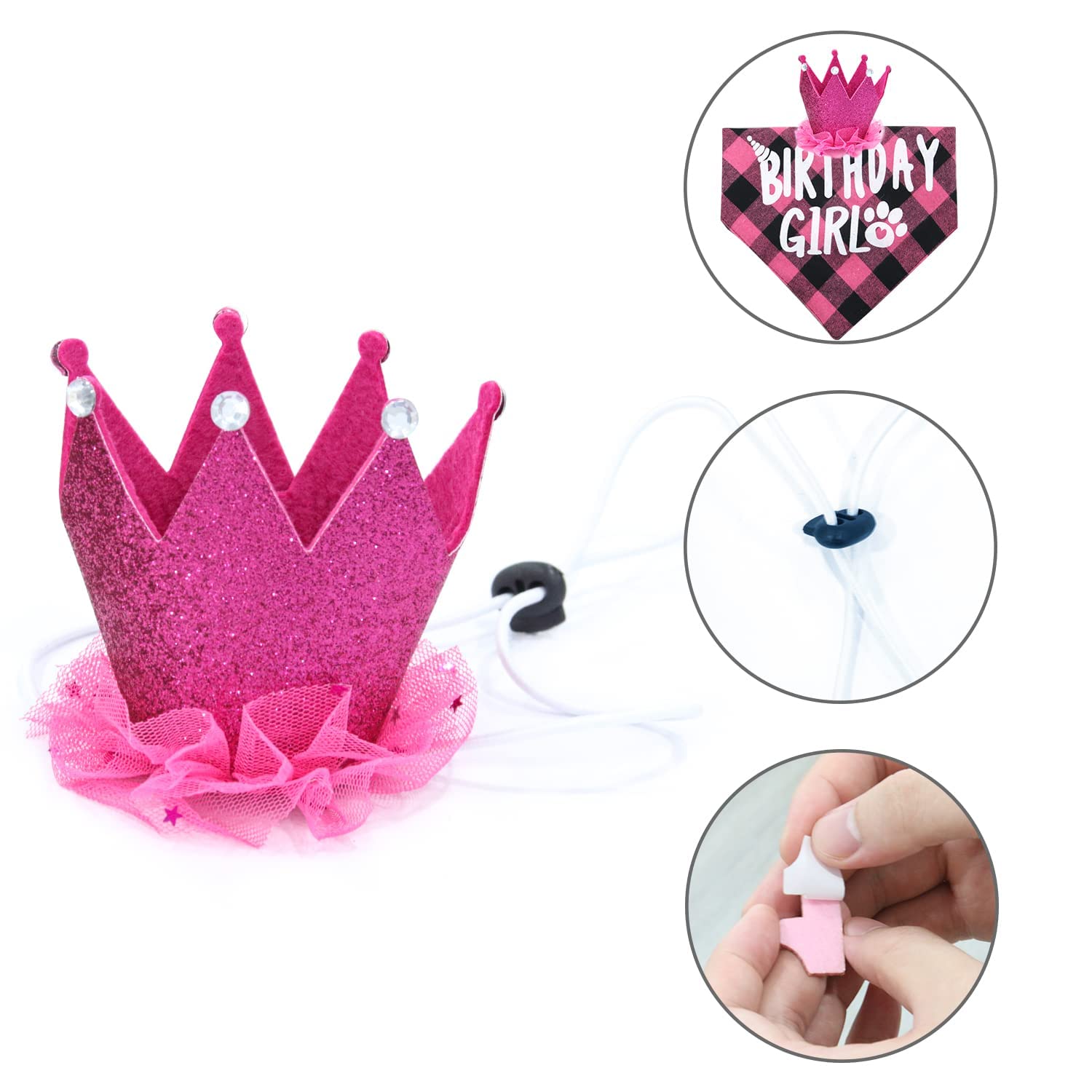 Dog Birthday Bandana - Girl Dog Birthday Hat With Number - Dog Birthday Supplies For Small And Medium Dog Pet