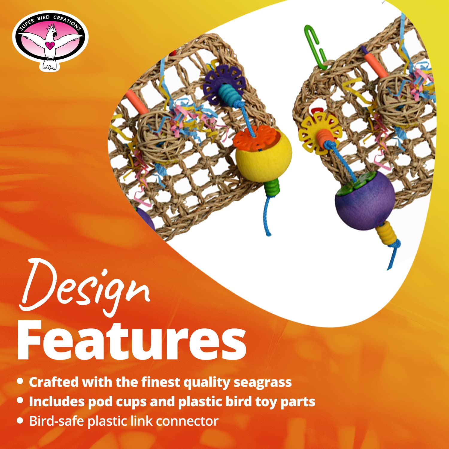 Super Bird Creations Sb965 Mini Seagrass Foraging Mat - Ideal Mental Stimulation, Satisfies Chewing, Relieves Boredom For Small