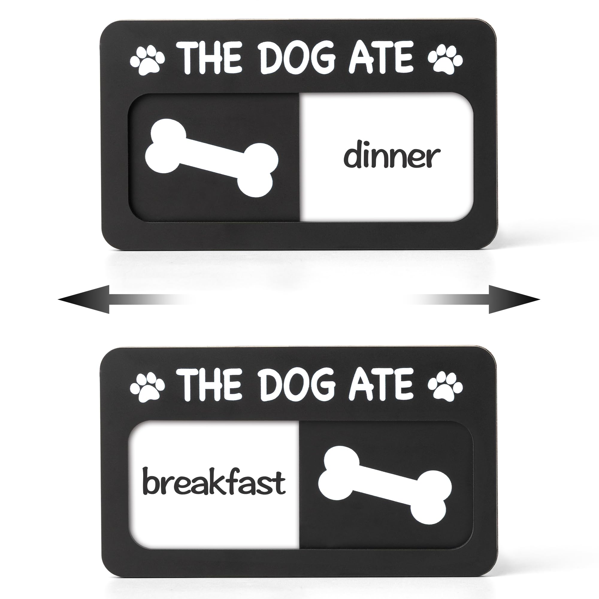 Dogs Feeding Reminder Sign with Magnet, Pet Feeding Tracker with The Dog Ate, Acrylic Dog Paw 2 Area Feed Sign with Breakfast an