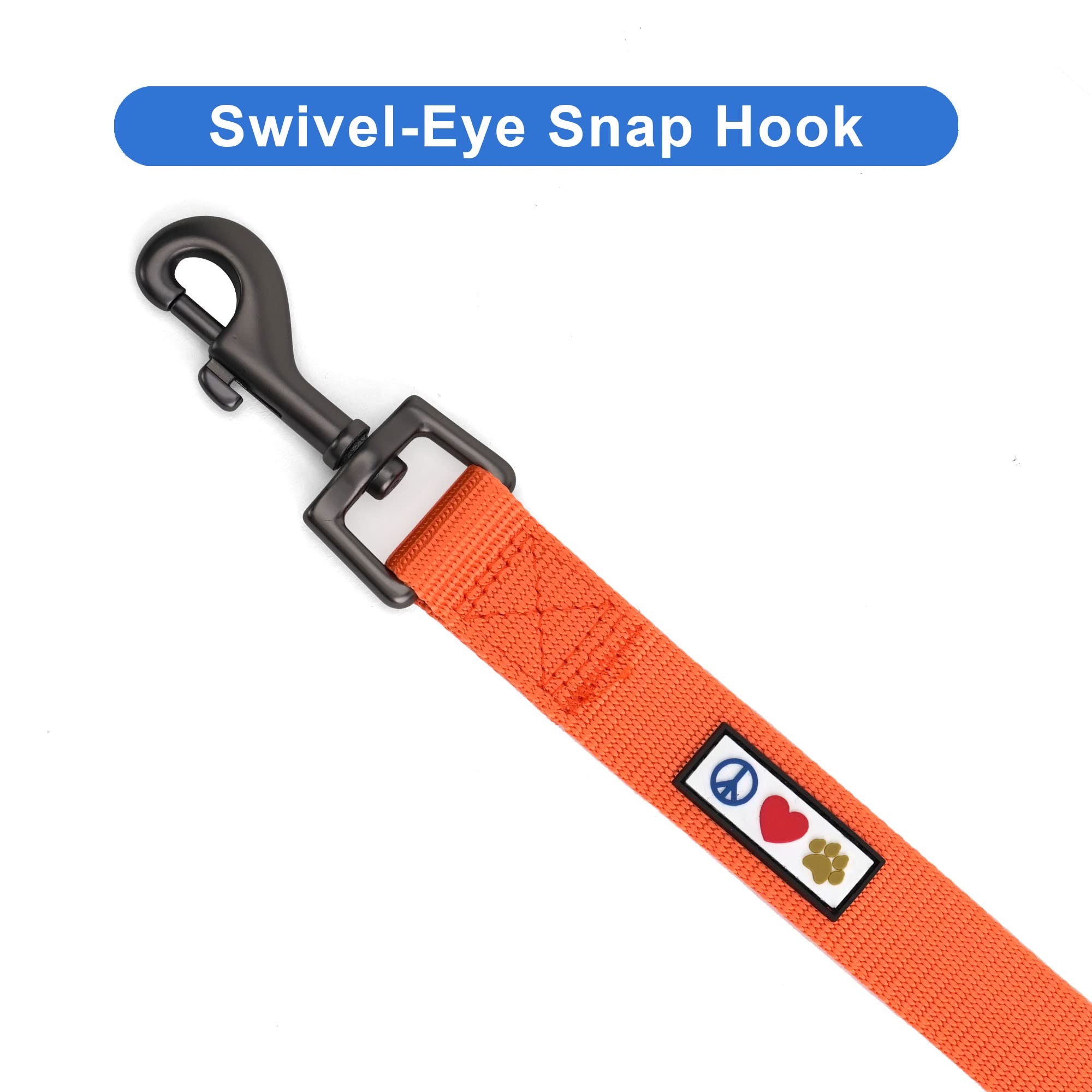 Pawtitas 6 FT Comfortable Leash - Solid Color, Medium/Large, Orange, Perfect for Dog Training