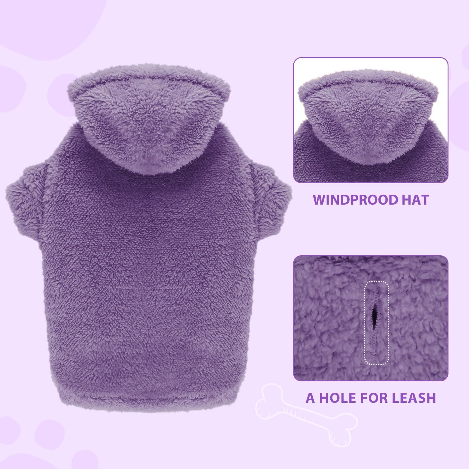 Stpiatue Dog Hoodie, Warm Soft Fleece Dog Coats Hooded Sweatshirt For Large Dogs, Xx-Large, Grey