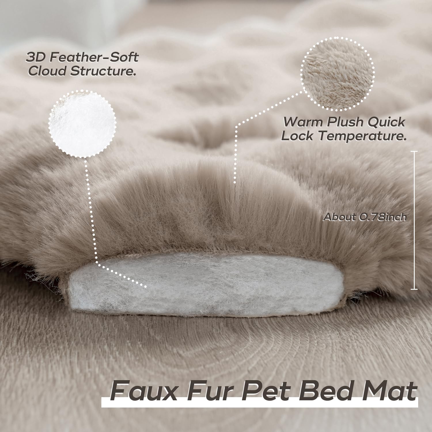 Somahe Plush Cat Beds For Indoor Cats Faux Fur Pet Mat With Non-Slip Bottom Cozy Kitten Bed For Carriers/Couch/Floor/Dog & Puppy