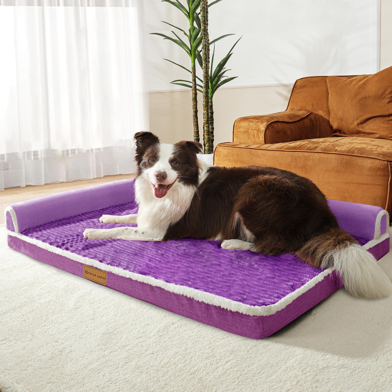 Patas Lague Orthopedic XXL Dog Bed for Extra Large Dogs 48 ' 'X30 ' ', Waterproof Comfortable L Shaped Big Large Non-Slip Soft W