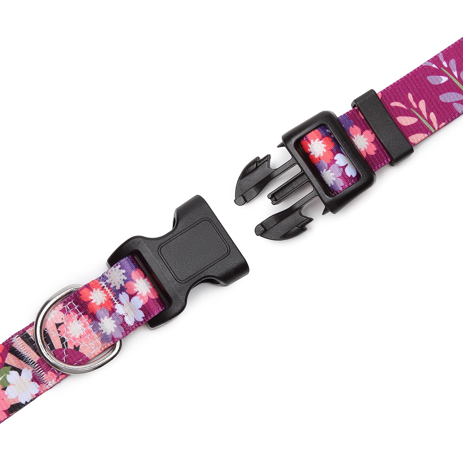 Suredoo Adjustable Dog Collar With Patterns, Ultra Comfy Soft Nylon Breathable Pet Collar For Small Medium Large Dogs (M, Colorful Flower