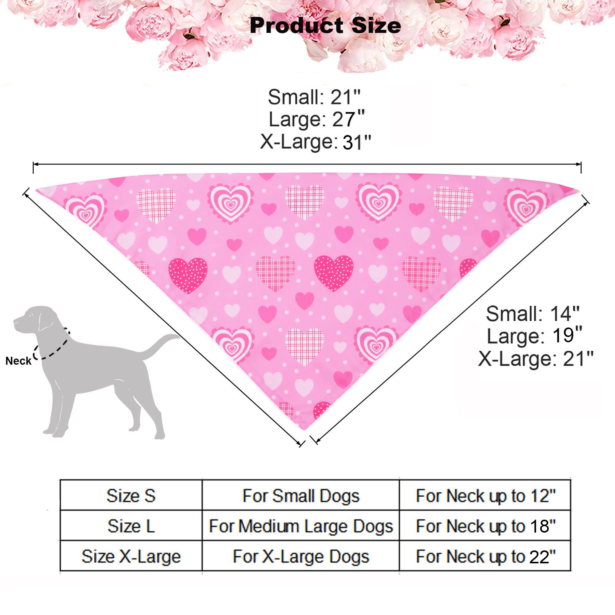 Adoggygo Valentine Dog Bandana, Multiple Sizes Offered, Triangle Dog Scarf Valentine Bandana For Large X-Large Dogs (X-Large)