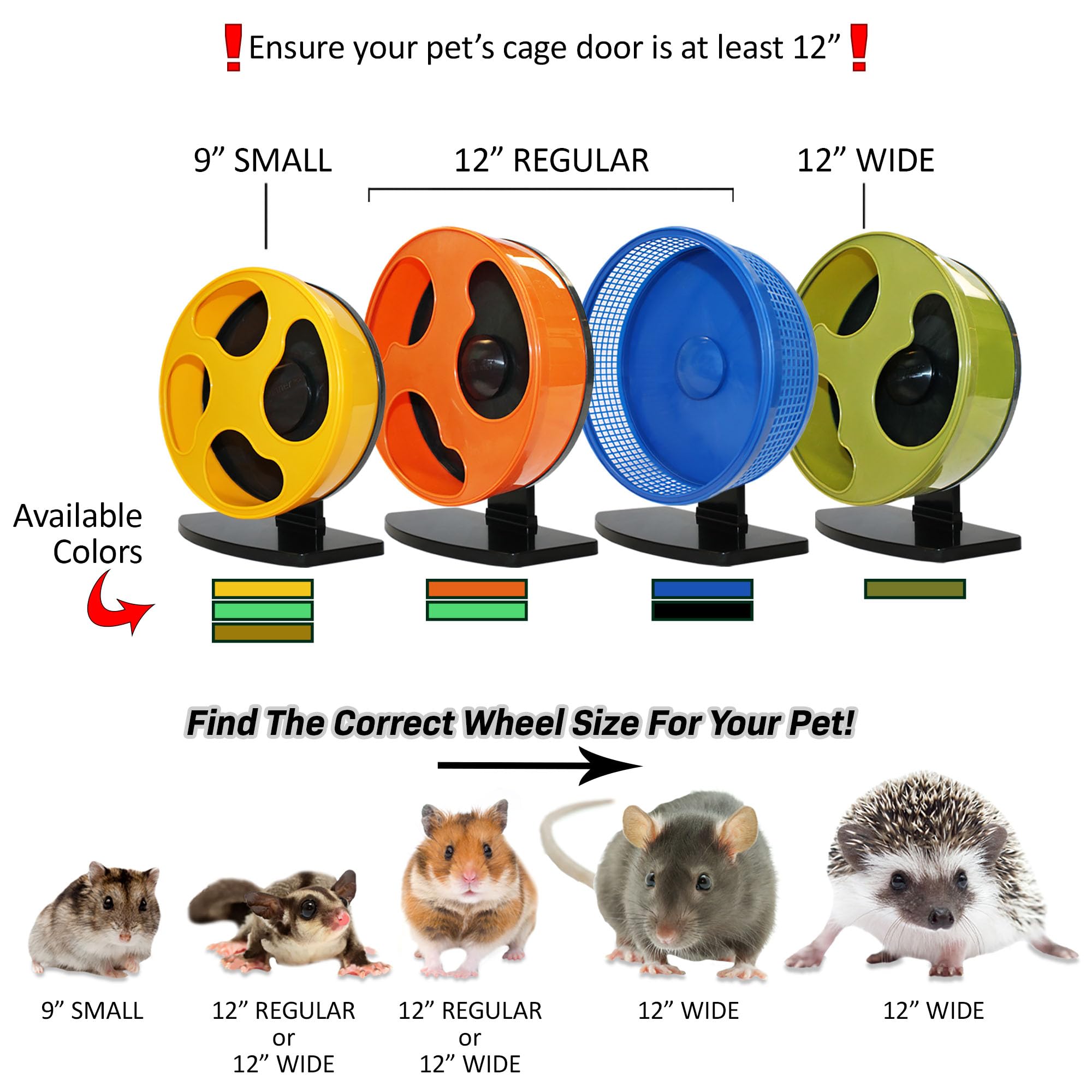Silent Runner- 9' Regular - Exercise Wheel + Stand + Cage Attachment (Glow In The Dark)