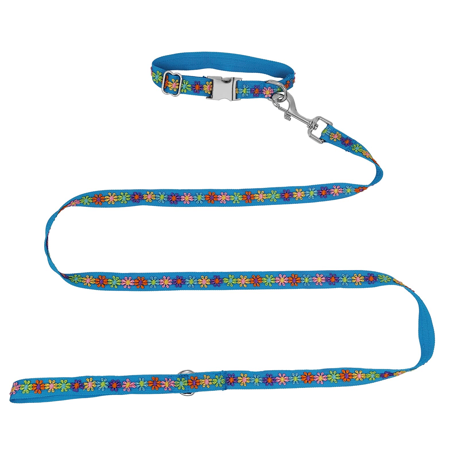 Ginidear Dog Collar And Leash Set For Girl Dogs With Cute Embroidery Lace Flowers For Daily Outdoor Walking, Adjustable For Smal