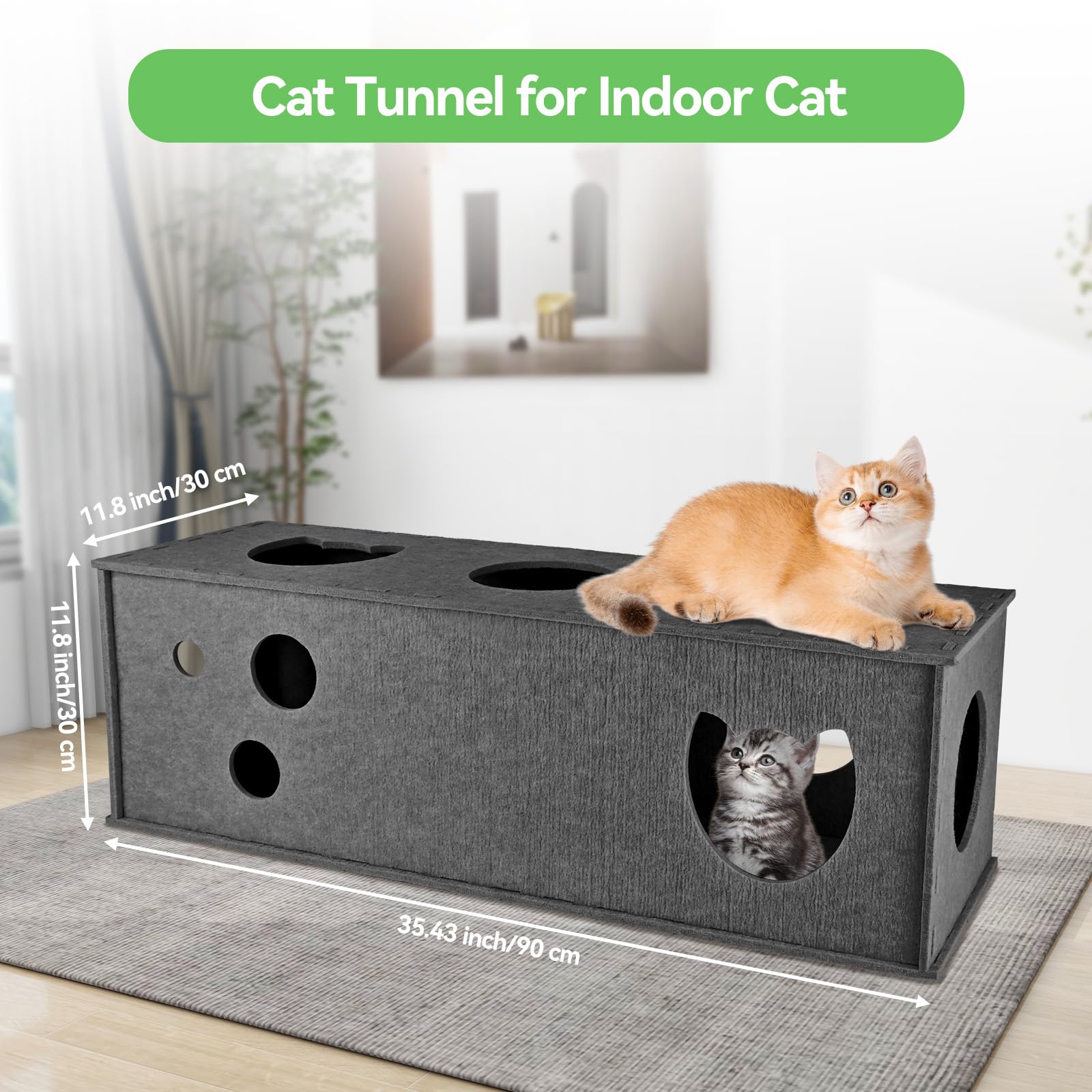 Cat Tunnel For Indoor Cats, Diy Transformable Cat Hideaway Cave, Felt Kitten Play Tubes And Tunnels, Felt Peekaboo Cat Toy With