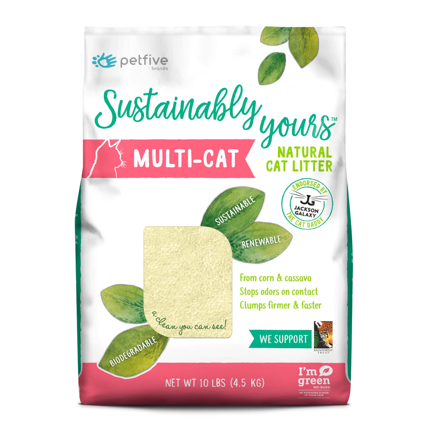 Sustainably Yours Natural Cat Litter, Multi-Cat, 10 lbs, Corn Material, Eco-Friendly