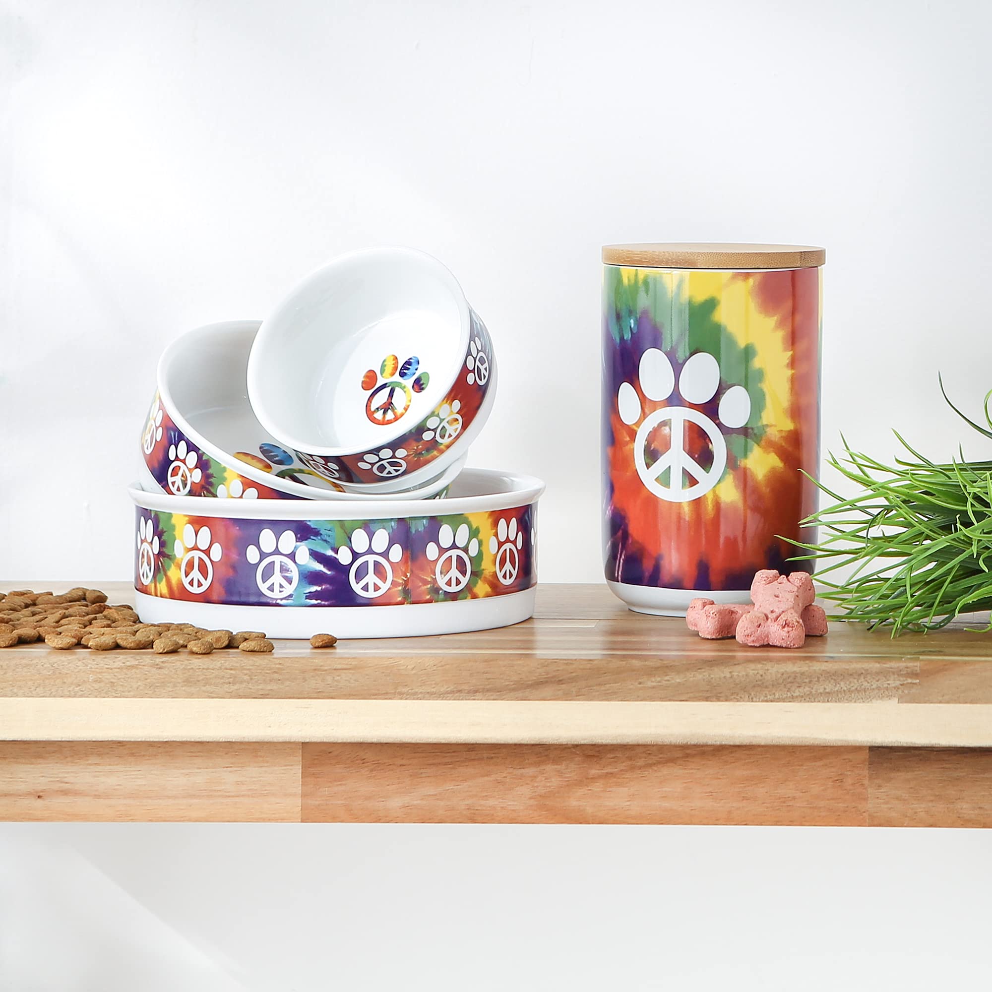 DII Pet Bowl Peace Paw, Medium 6Dx2H (Set of 2)