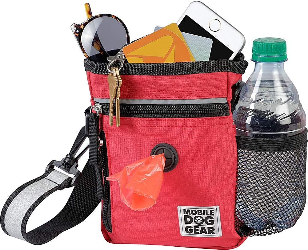 Mobile Dog Gear, Small Dog Walking Bag, Day or Night Reflective, 6 x 7 Inches