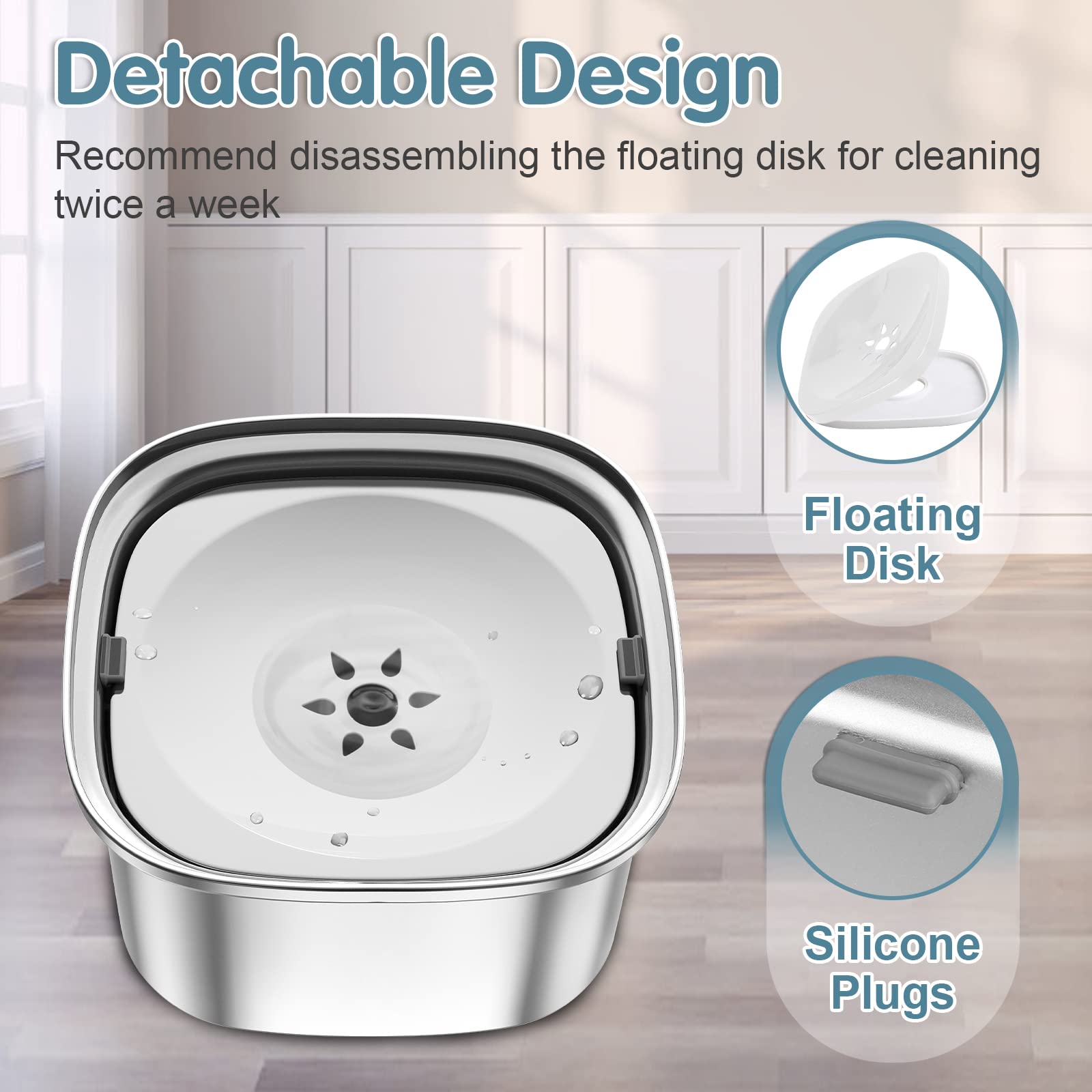 UPSKY 3L Stainless Steel Dog Bowl - 101oz No Spill Large Capacity Slow Water Feeder, Spill Proof Travel Bowl