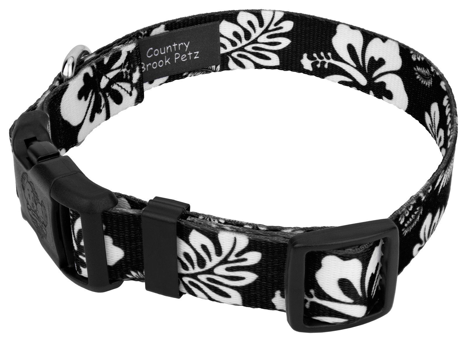 Country Brook Petz - Deluxe Black Hawaiian Dog Collar - Made In The U.S.A. - Summer Breeze Collection Featuring Sunny Designs (5
