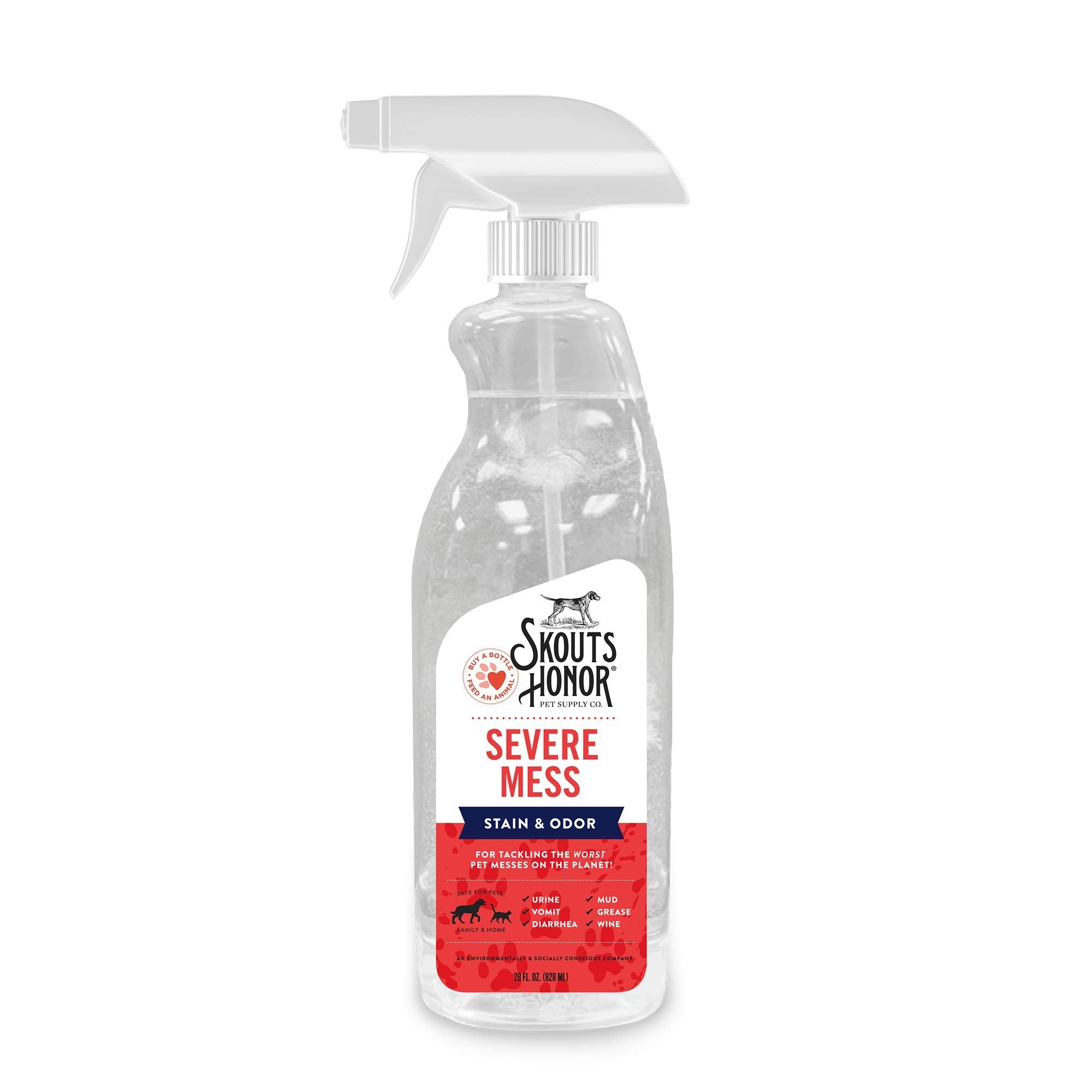 Skout'S Honor: Severe Mess Stain & Odor - For Tackling The Worst Pet Messes Including Urine, Vomit, Diarrhea, Mud, Grease, And Wine, 28 Oz.