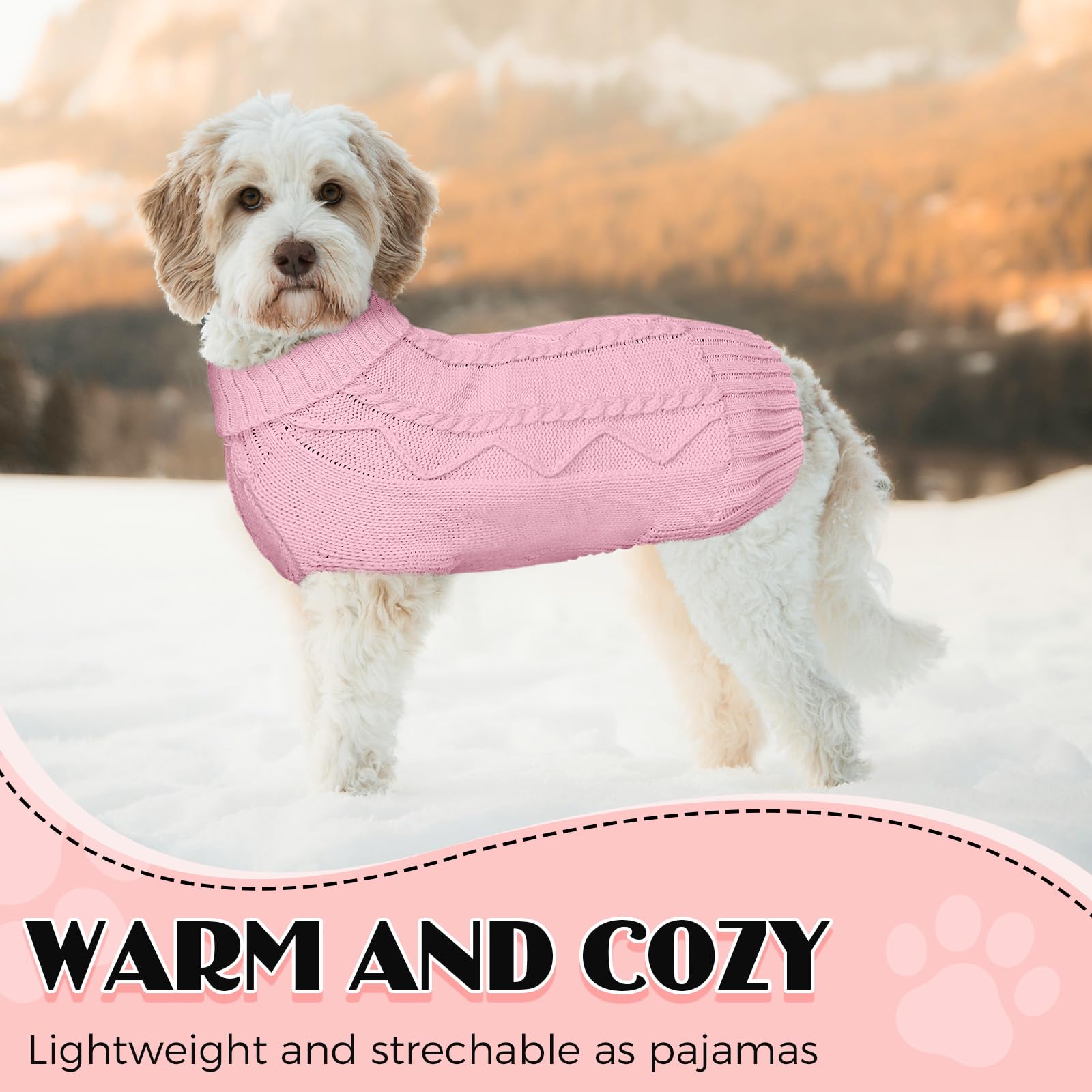 Soft Warm Dog Sweaters - Turtleneck, Double Knitting, Collar For Outdoor Playing, Warm Dog Clothes (Xl, Pink)