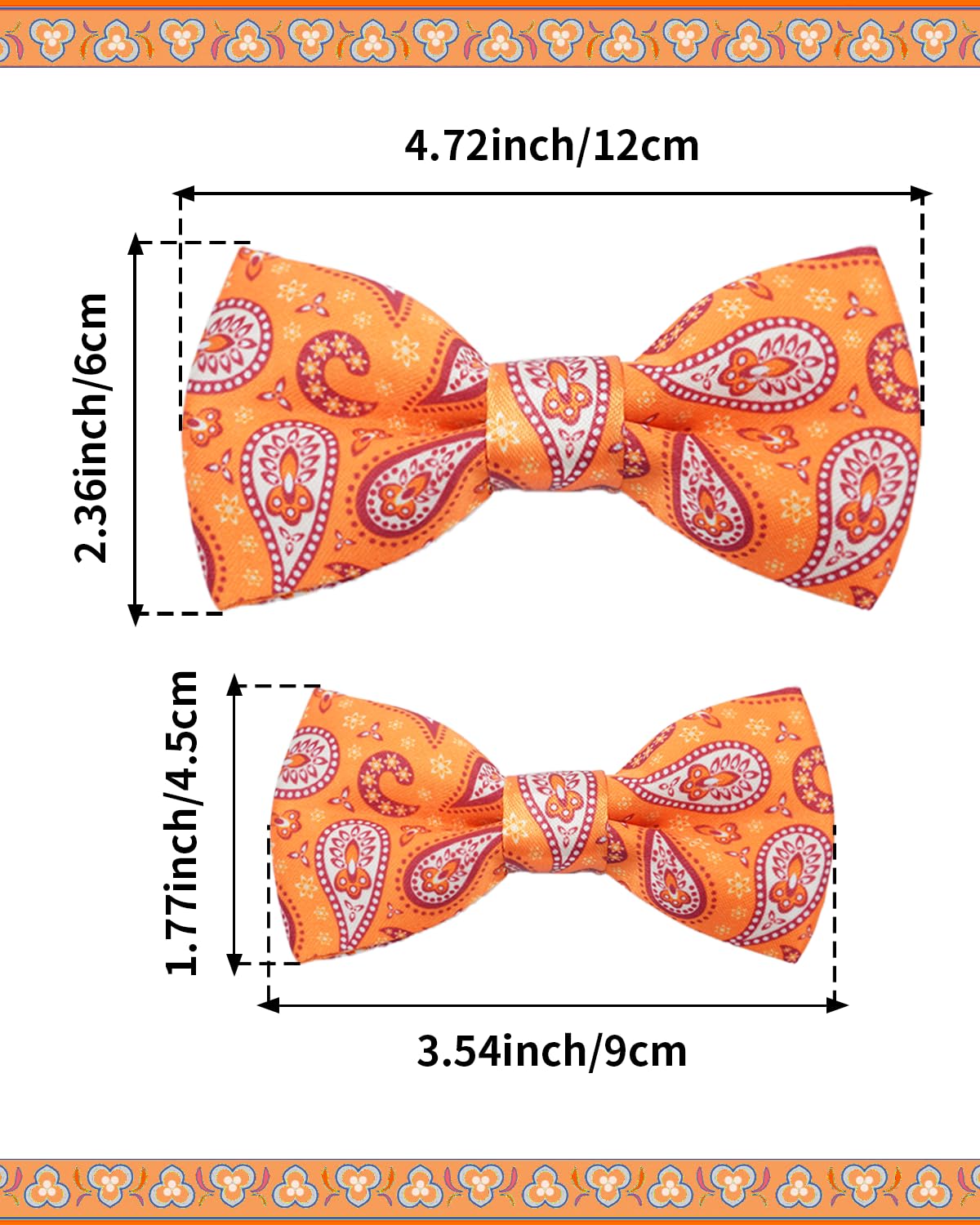 Pet Show 10 Pack Paisley Small Dog Bow Ties Sliding Collar Attachments Puppy Cats Floral Bowties For Medium Dogs Classy Bowknots