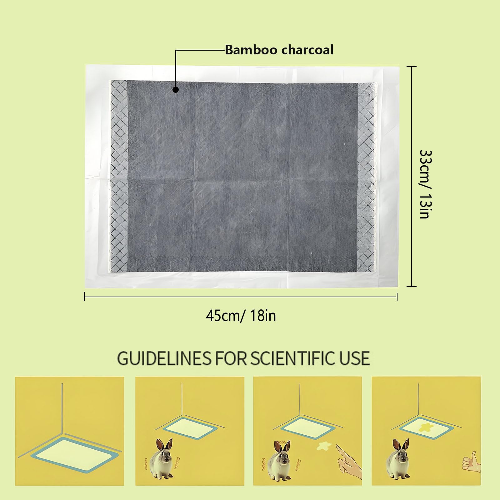 Pesandy Rabbit Pee Pads, Pet Toilet/Potty Training Pads, 120Pcs All Absorb & Odor Control Disposable Cage Liners With Quick-Dry