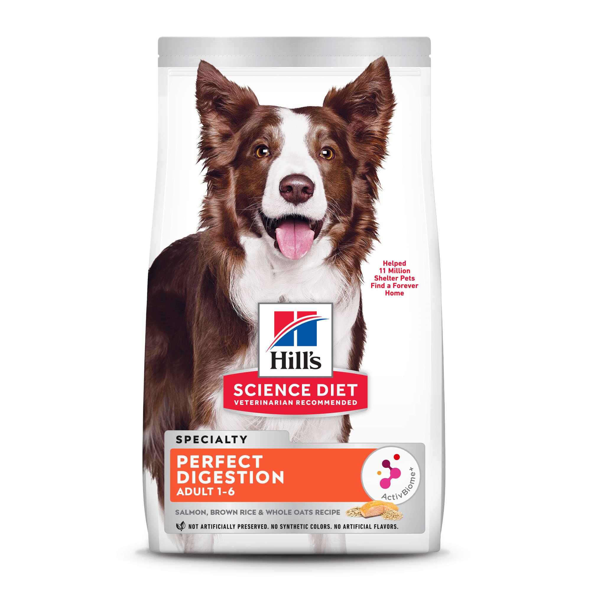 Hills Science Diet Perfect Digestion, Adult 1-6, Digestive Support, Dry Dog Food, Salmon, Brown Rice, & Whole Oats, 22 lb Bag