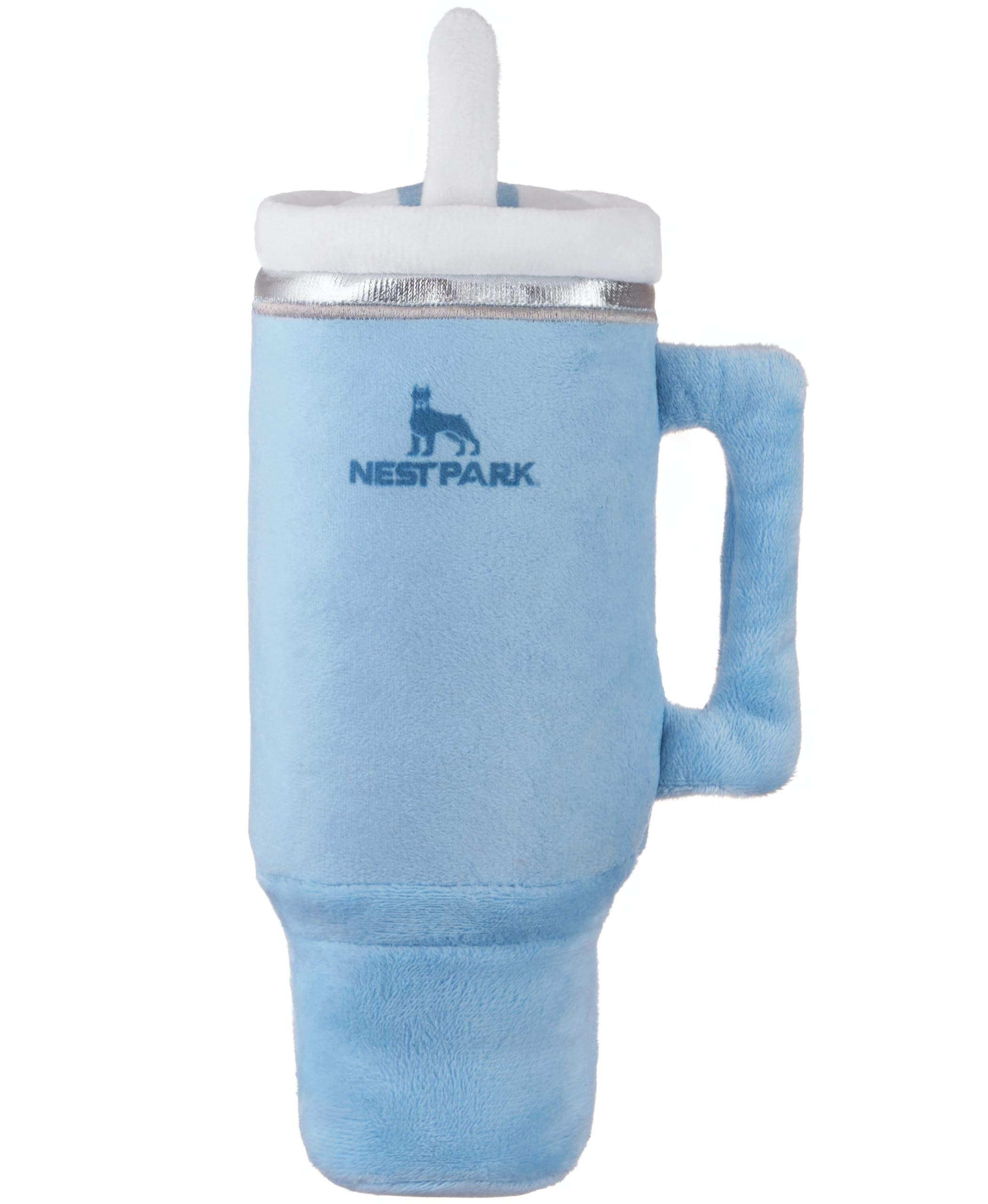 Nestpark Tumbler Cup Funny Dog Toy - Parody Plush Squeaky Crinkle Dog Toy (Chambray Blue)