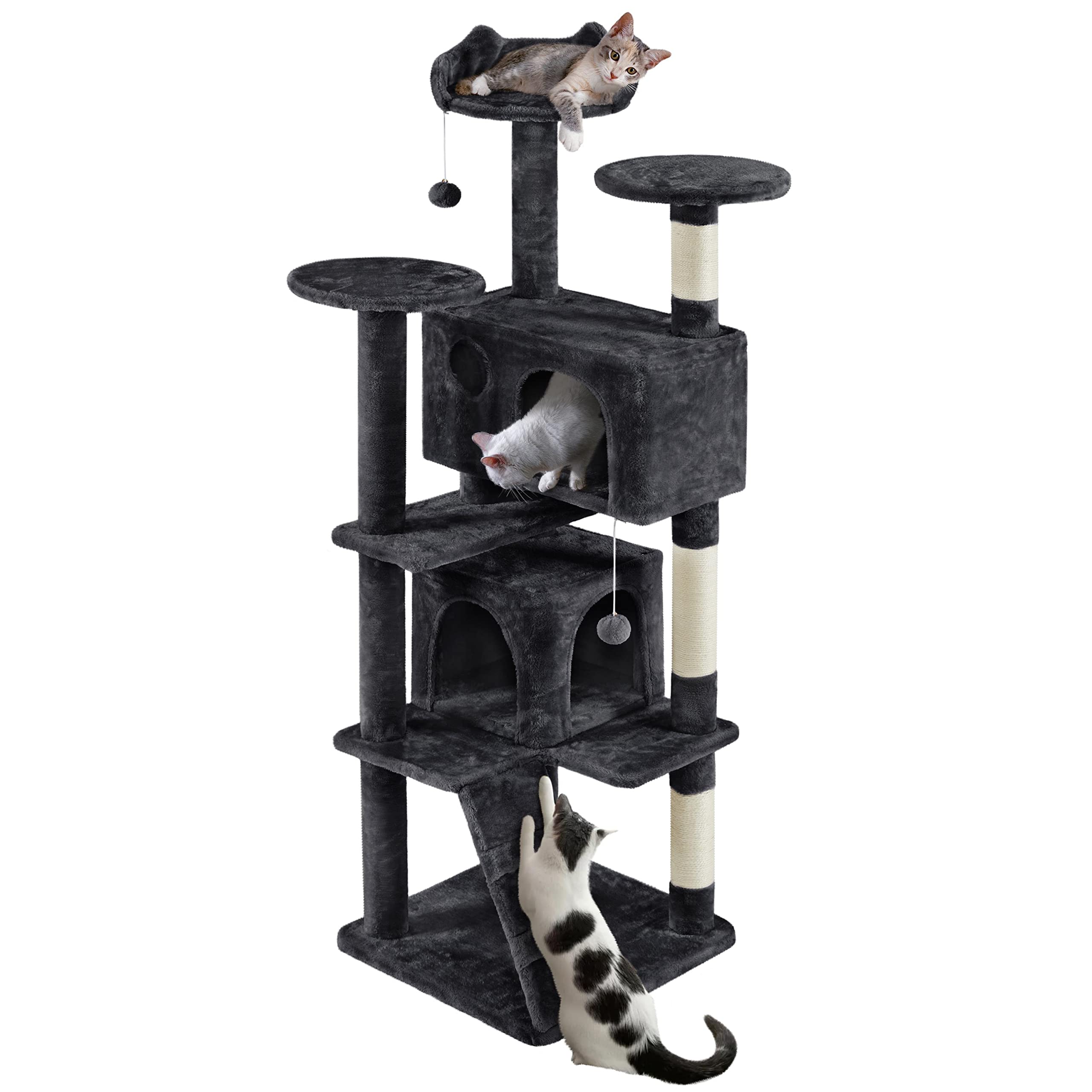 Topeakmart 70In Cat Tree, Multi-Level Cat Tower With Scratching Post Dangling Ball And Condos Cat Furniture For Indoor Cats, Bla