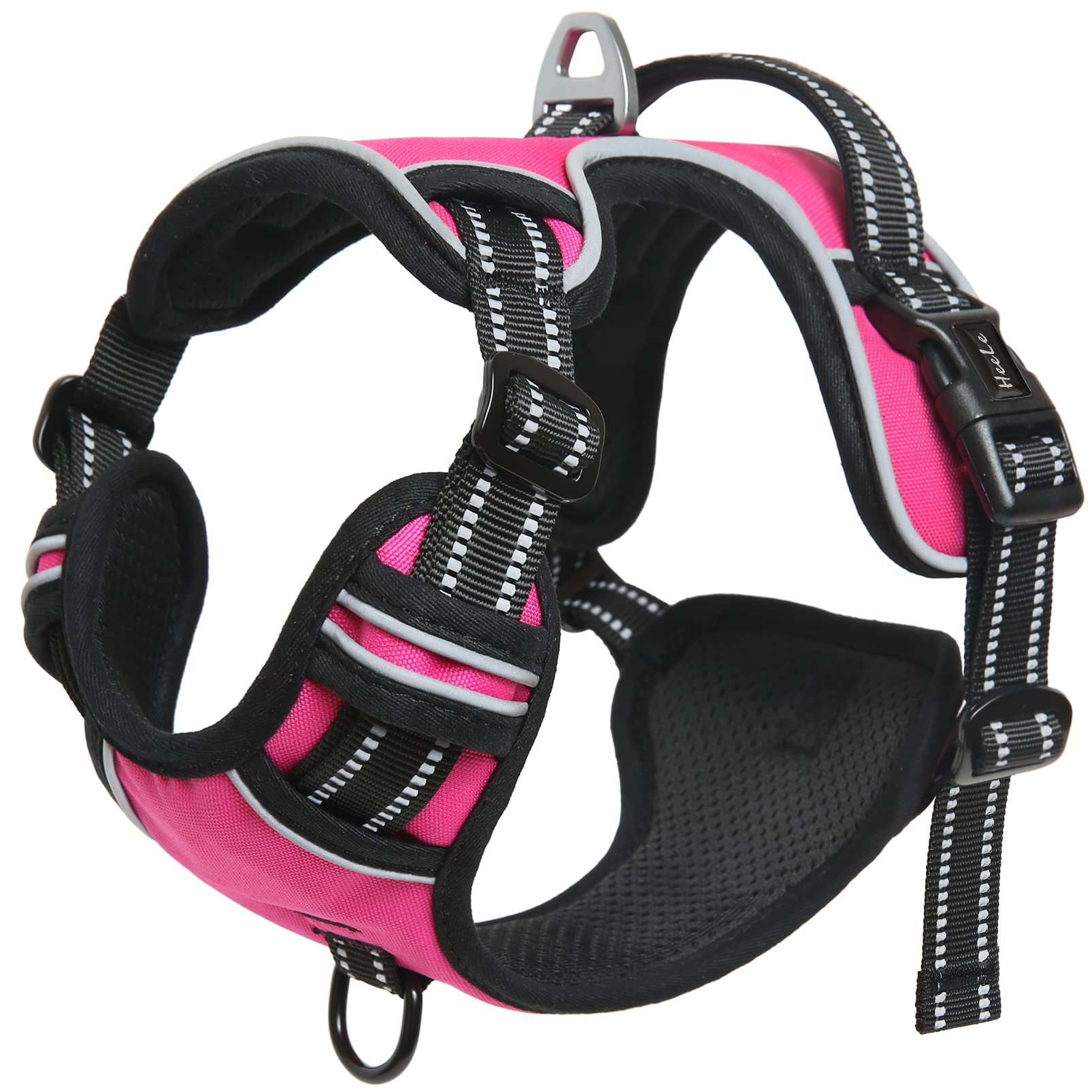 Heele Dog Harness Dog Harness Small Dog No Pull Harness With Soft Handle Reflective Harness Adjustable, Rose, Xs
