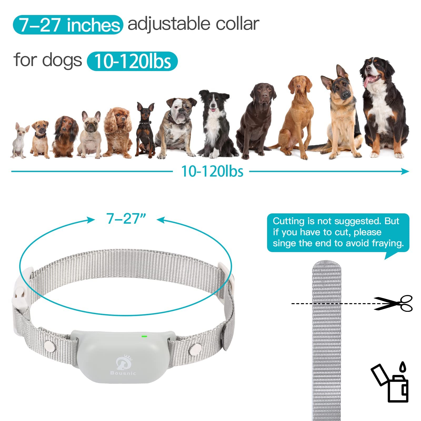 Bousnic Dog Shock Collar With Remote - For Dog 10-120Lbs 1000Ft Waterproof Rechargeable E Dog Training Collar For Small Medium L