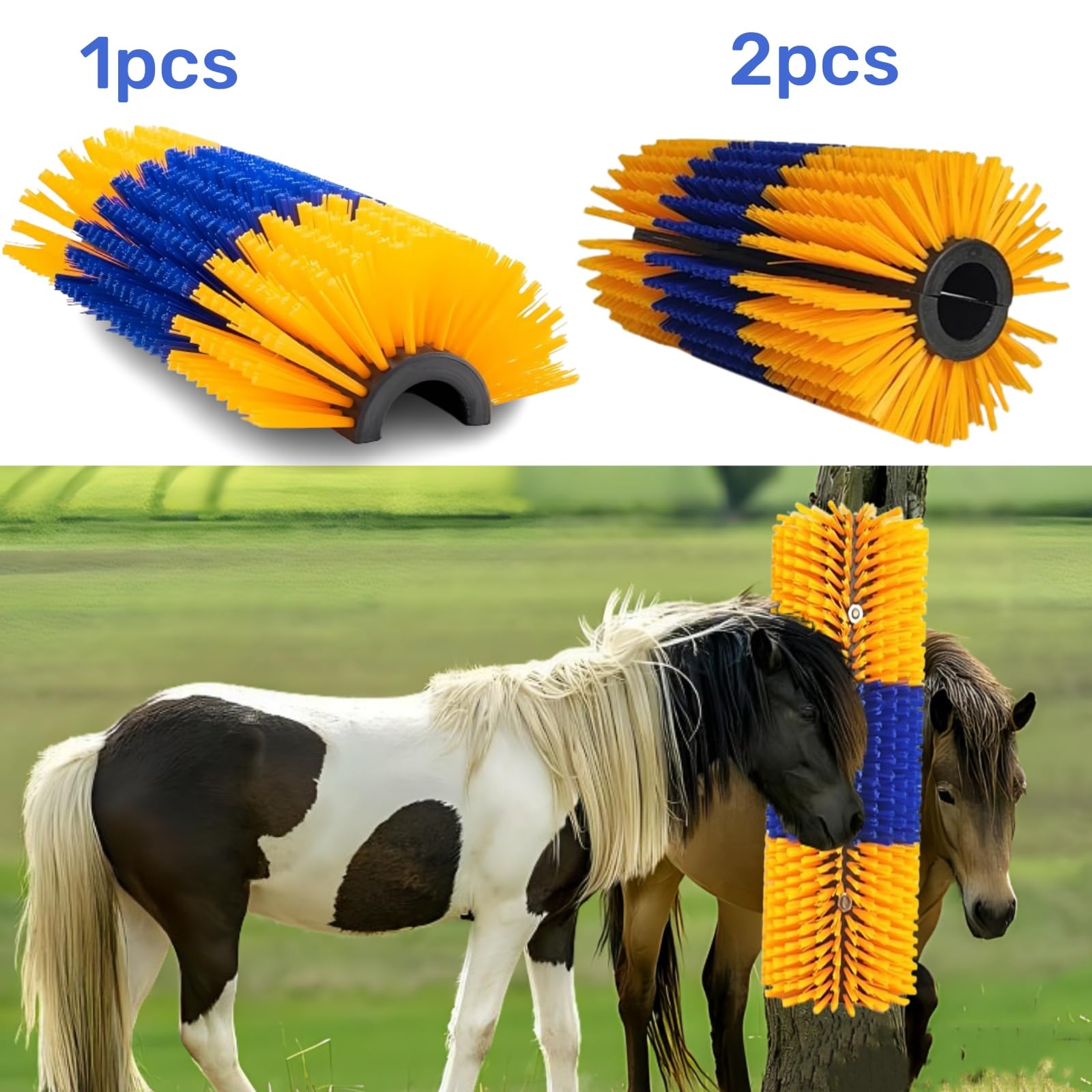 Livestock Scratch Brush, 2Pcs Goat Brush Post For Scratching Itch,Durable Cow Scatcher Can Be Easily Mounted,Best Horse Brush Fo