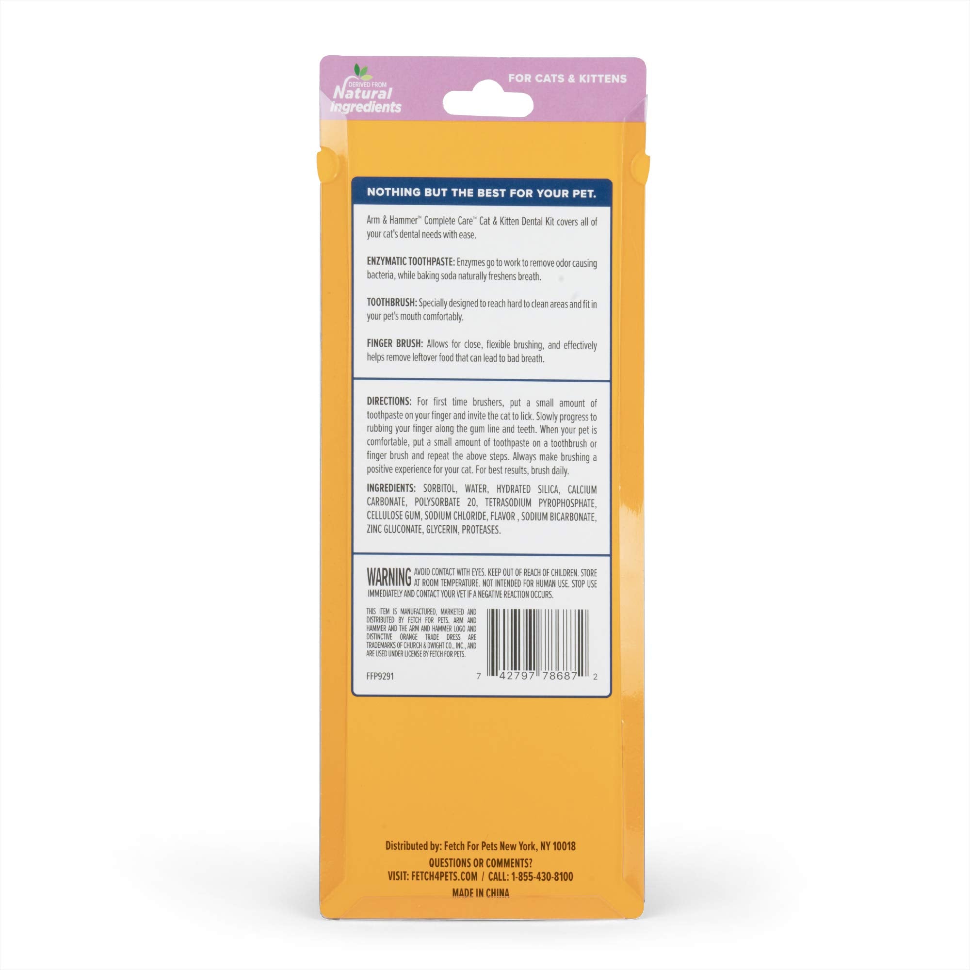 Arm & Hammer for Pets Complete Care Cat & Kitten Dental Kit | Includes 2.5 oz Tuna Flavor Enzymatic Cat Toothpaste, Cat Toothbru