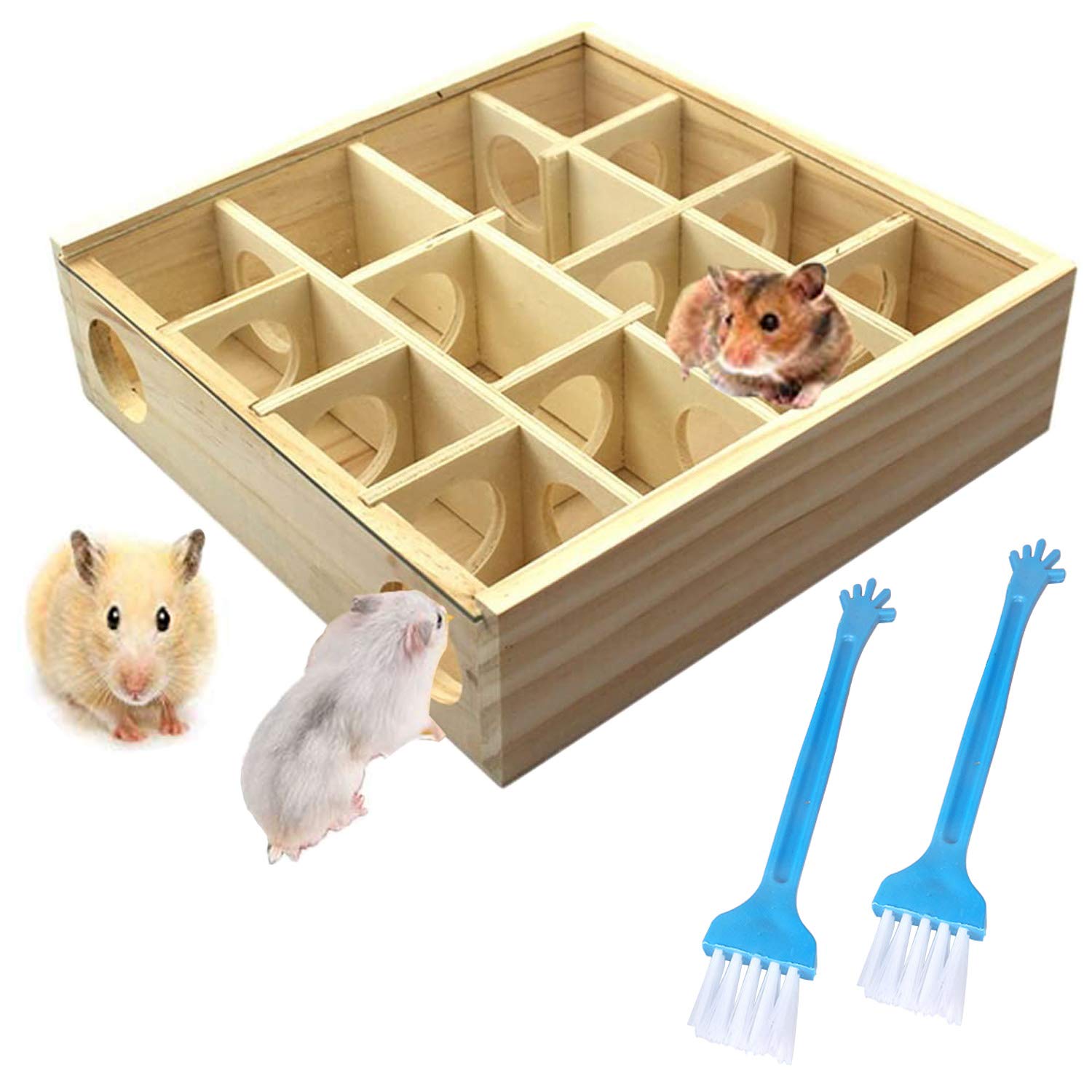 Allazone Wooden Maze Tunnel Toy With Cover, Small Pet Animals Sport Toy Funny Toy For Mice Dwarf Hamster Small Gerbil